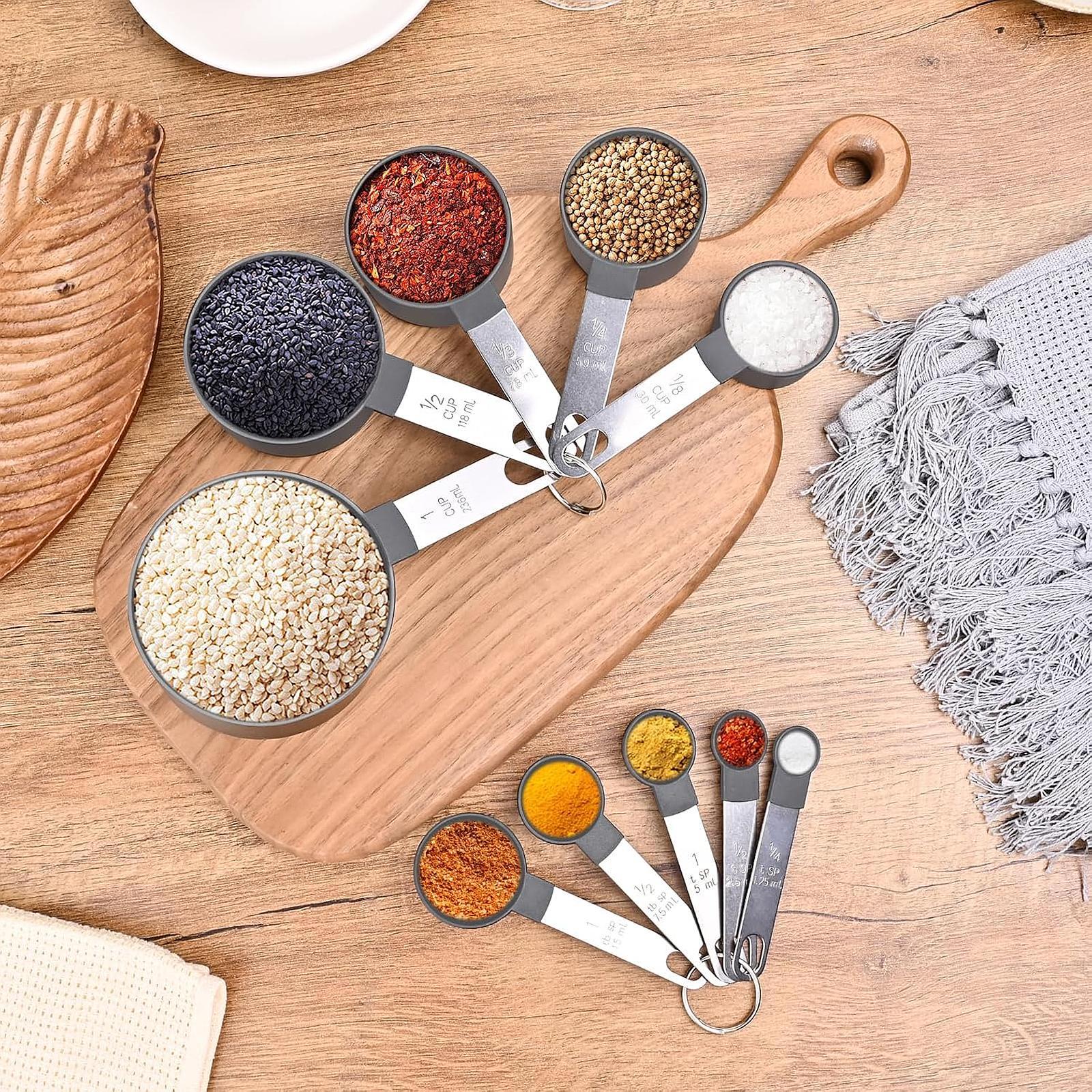 Measuring Cups Spoons Set Compact Mixing Spoons for Cooking Home Accessories Gray