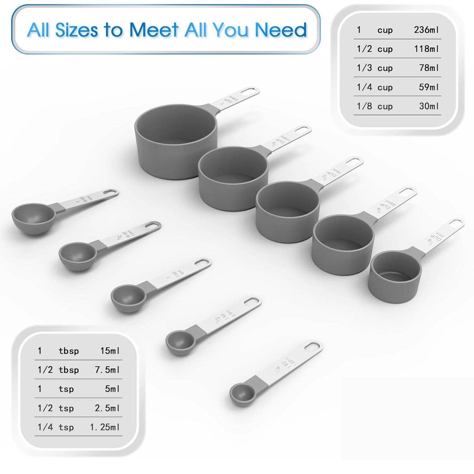 Measuring Cups Spoons Set Compact Mixing Spoons for Cooking Home Accessories Gray