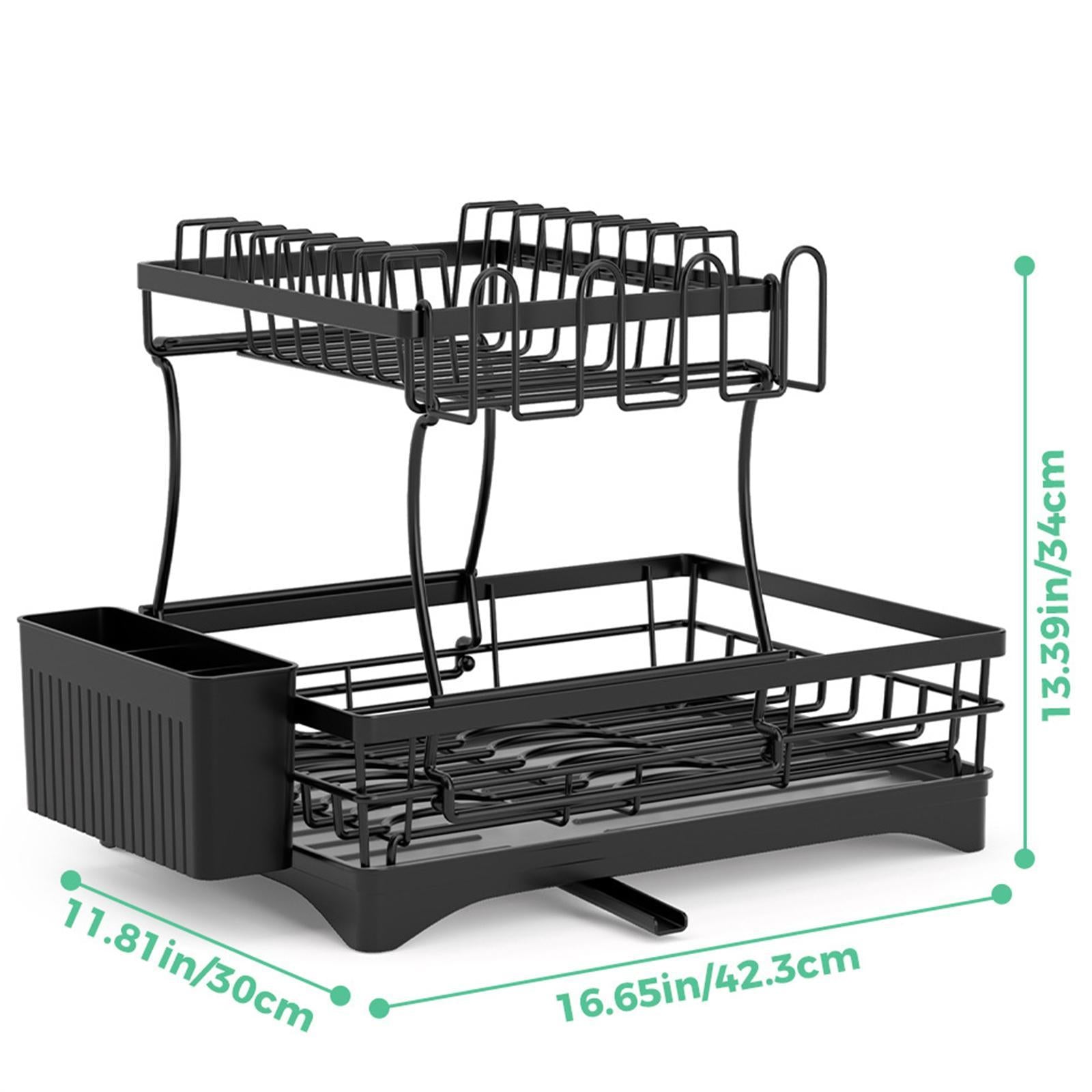 Dish Drainer Rack 2 Tiers with Tableware Drainboard for Hotel Household Cafe