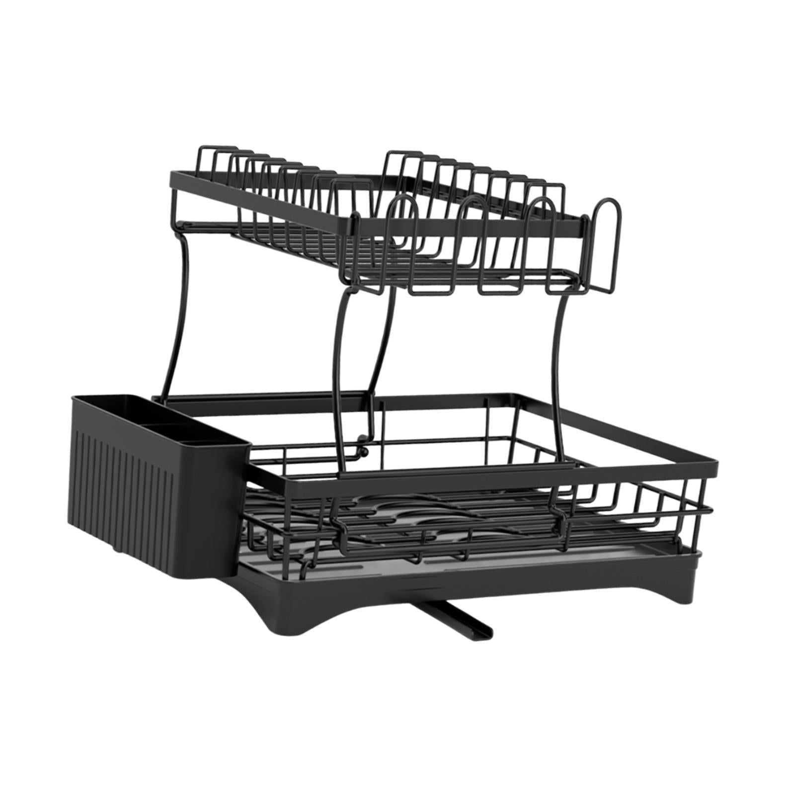 Dish Drainer Rack 2 Tiers with Tableware Drainboard for Hotel Household Cafe