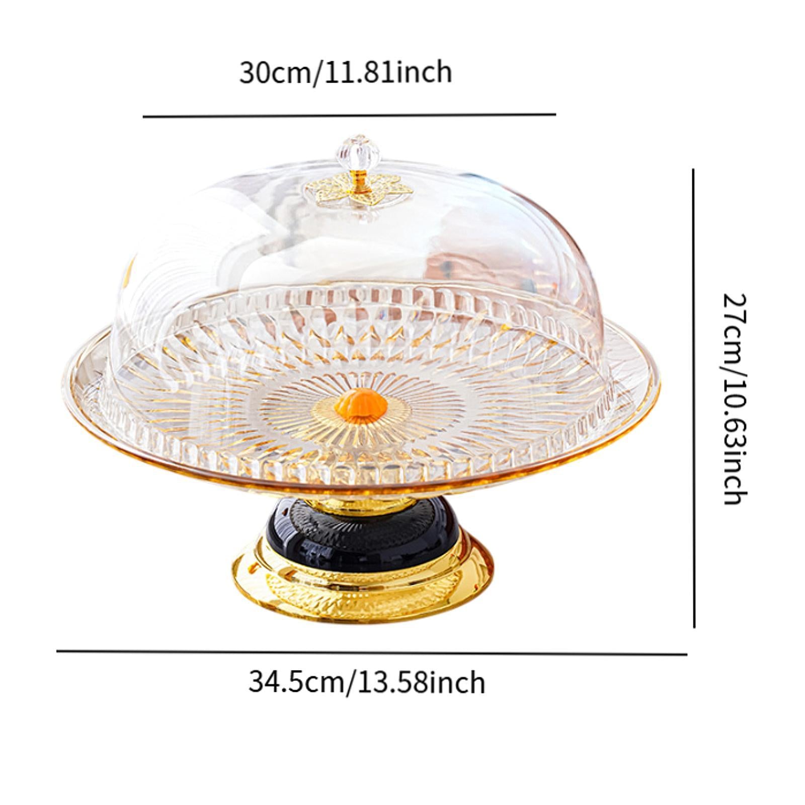 Cake Plate with Dome Trendy Pastries Tray Snack for Party Dining Room Events Yellow
