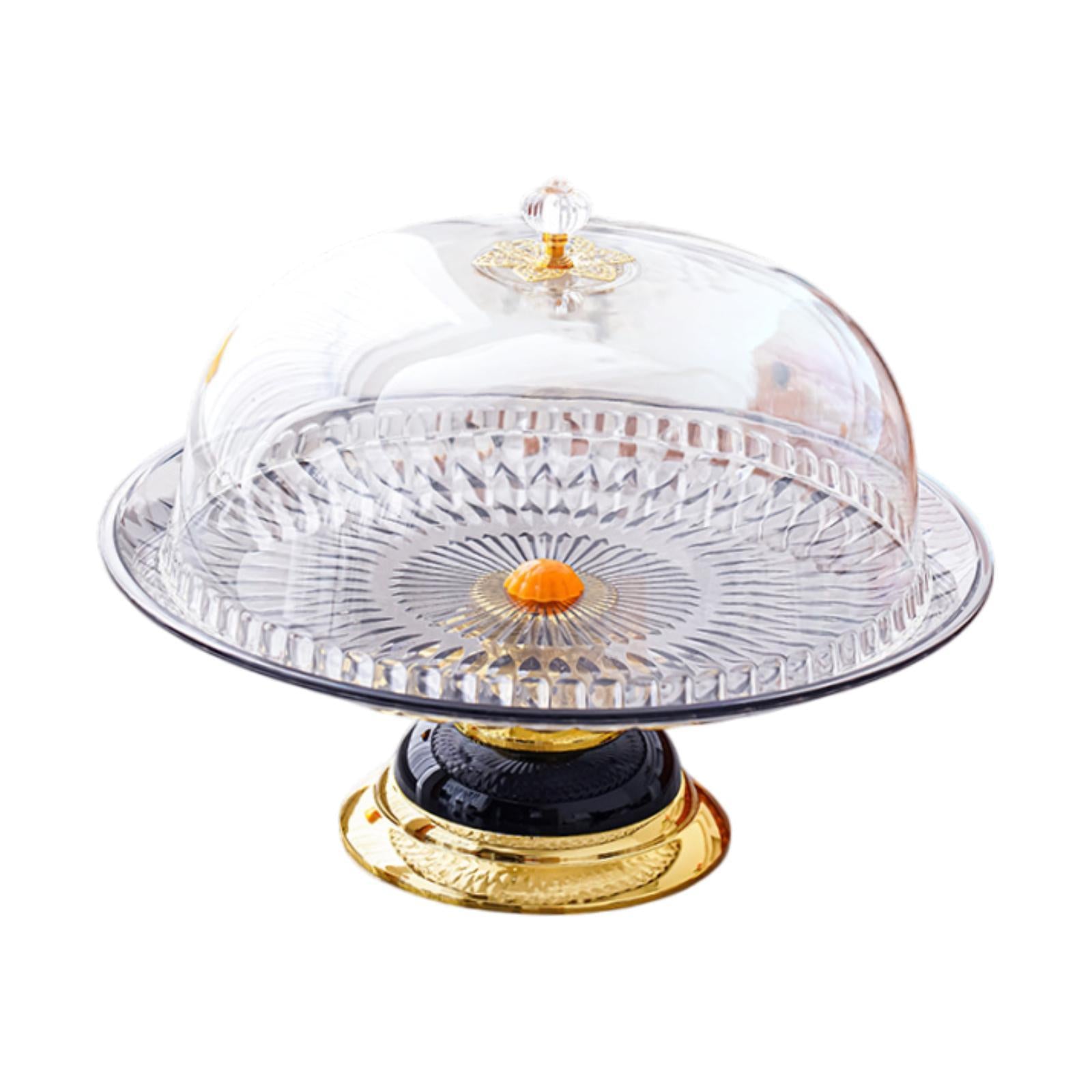 Cake Plate with Dome Trendy Pastries Tray Snack for Party Dining Room Events Black
