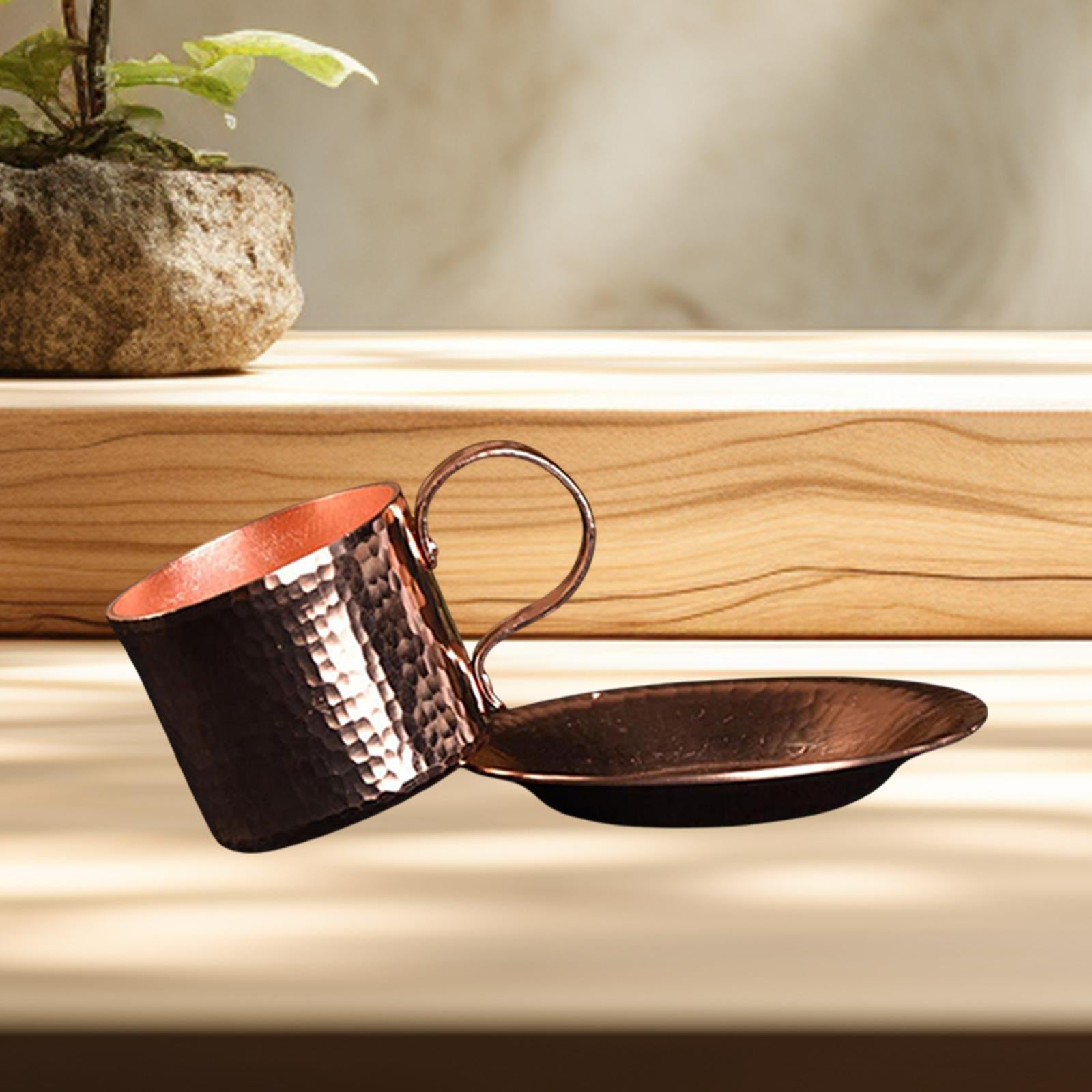 Pure Copper Coffee Mug Traditional Copper Mug for Restaurant Bar Coffee Shop with saucer