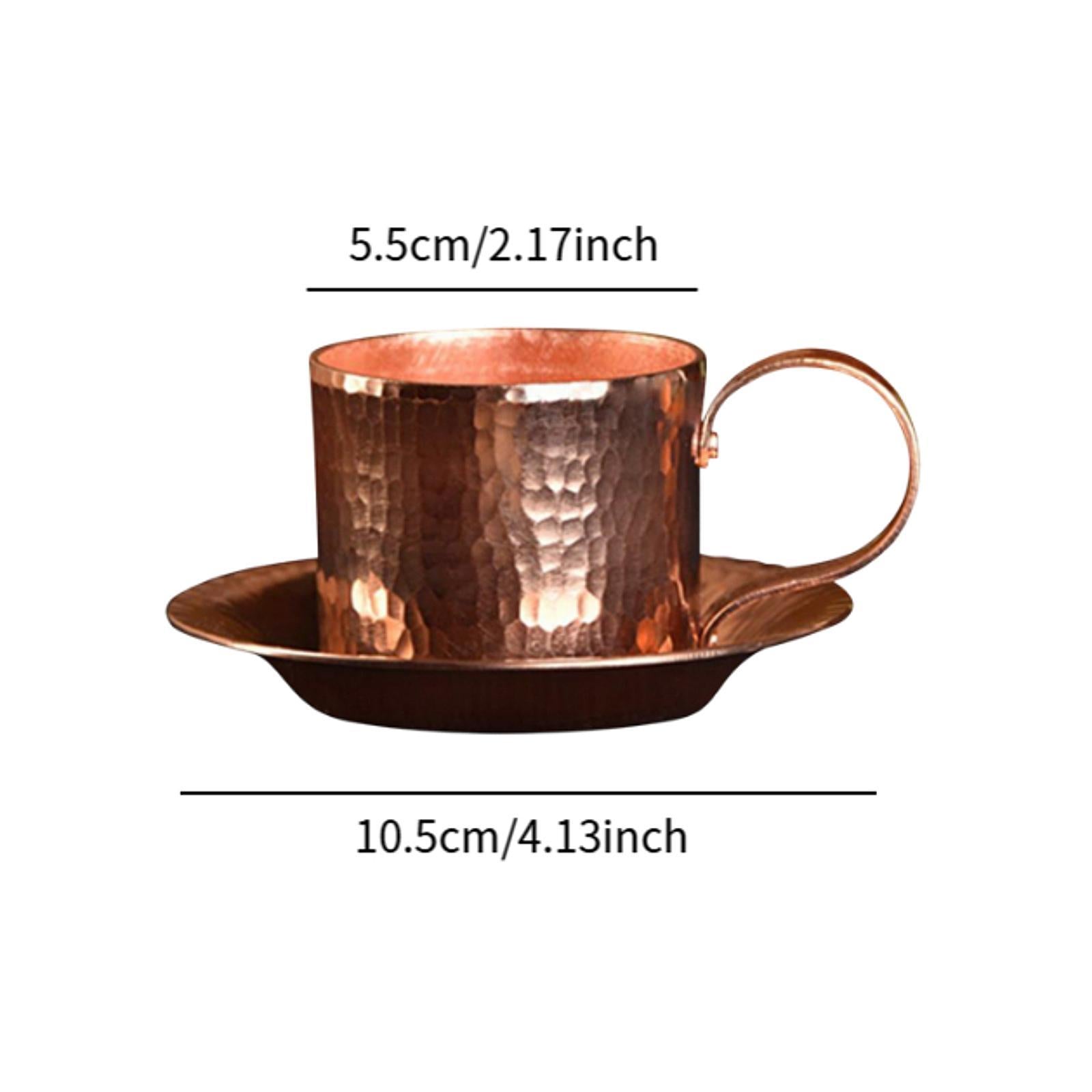 Pure Copper Coffee Mug Traditional Copper Mug for Restaurant Bar Coffee Shop with saucer