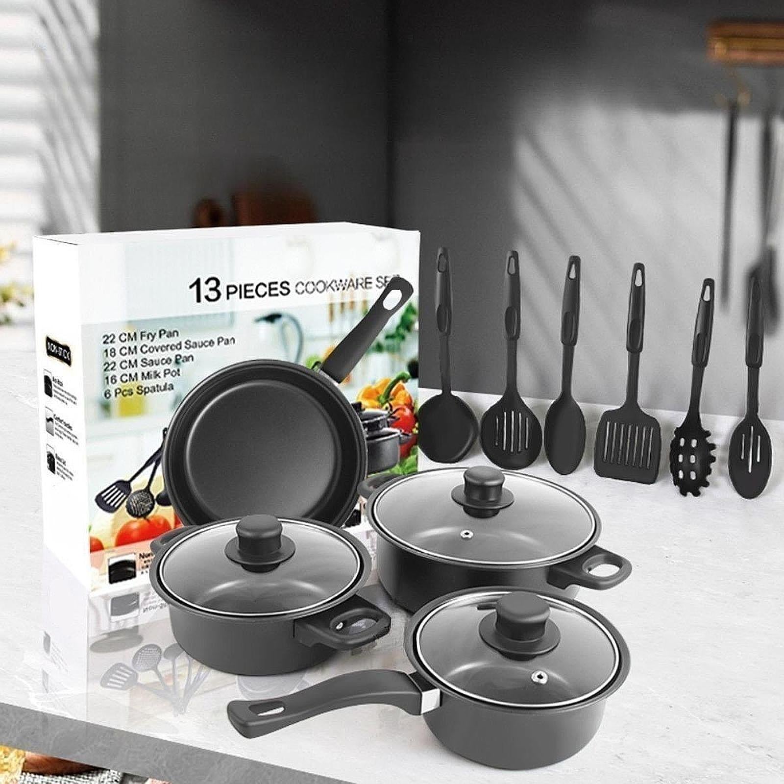 Kitchen Pot and Pan Cookware Set Nonstick Soup Pot for Outdoor Indoor Picnic