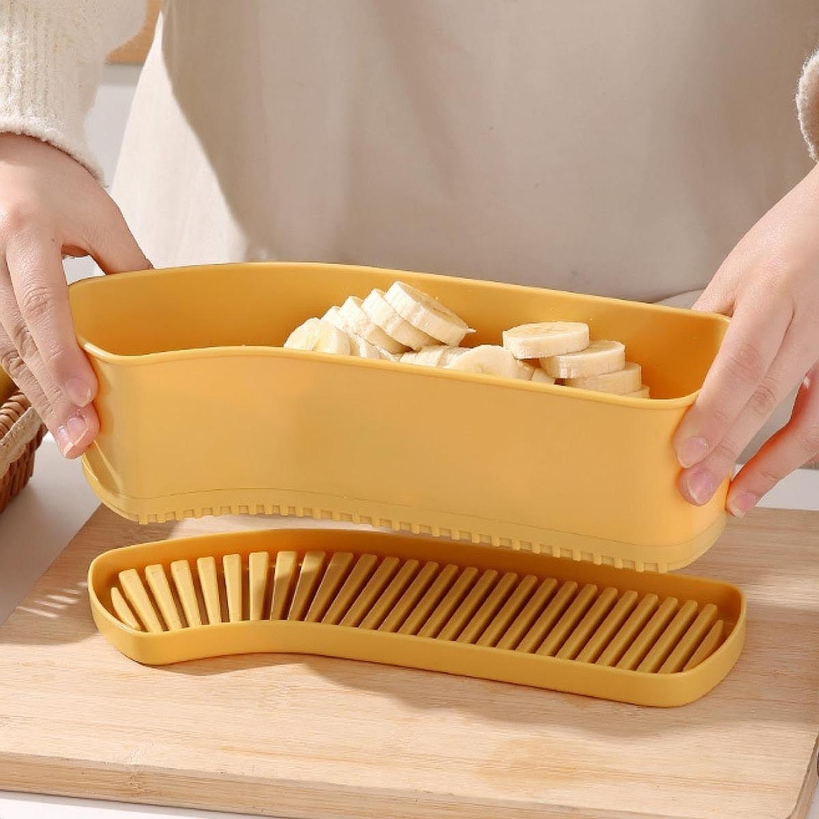 Banana Slicer Cucumber Fruit Cutter Multifunctional Lightweight Kitchen Tool Yellow