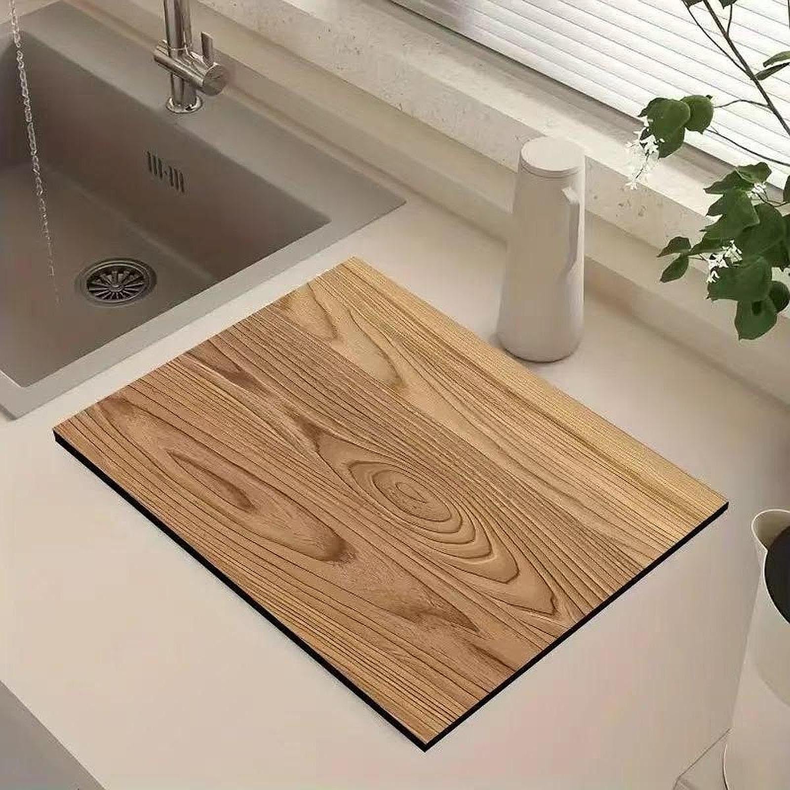 Dish Drying Mat Absorbent Fast Drying Kitchen Drain Pad for Counter Bar Home Style A