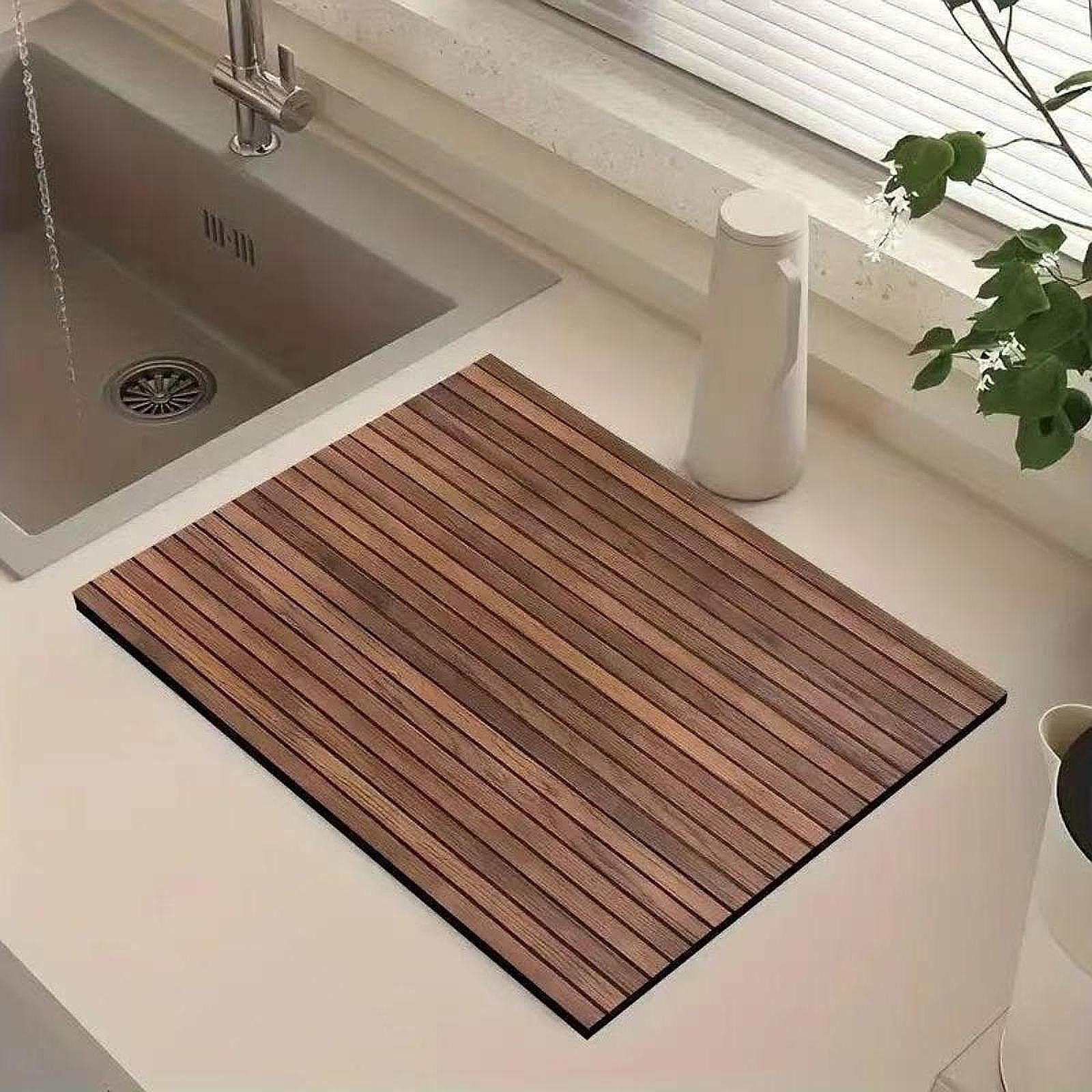 Dish Drying Mat Absorbent Fast Drying Kitchen Drain Pad for Counter Bar Home Style B
