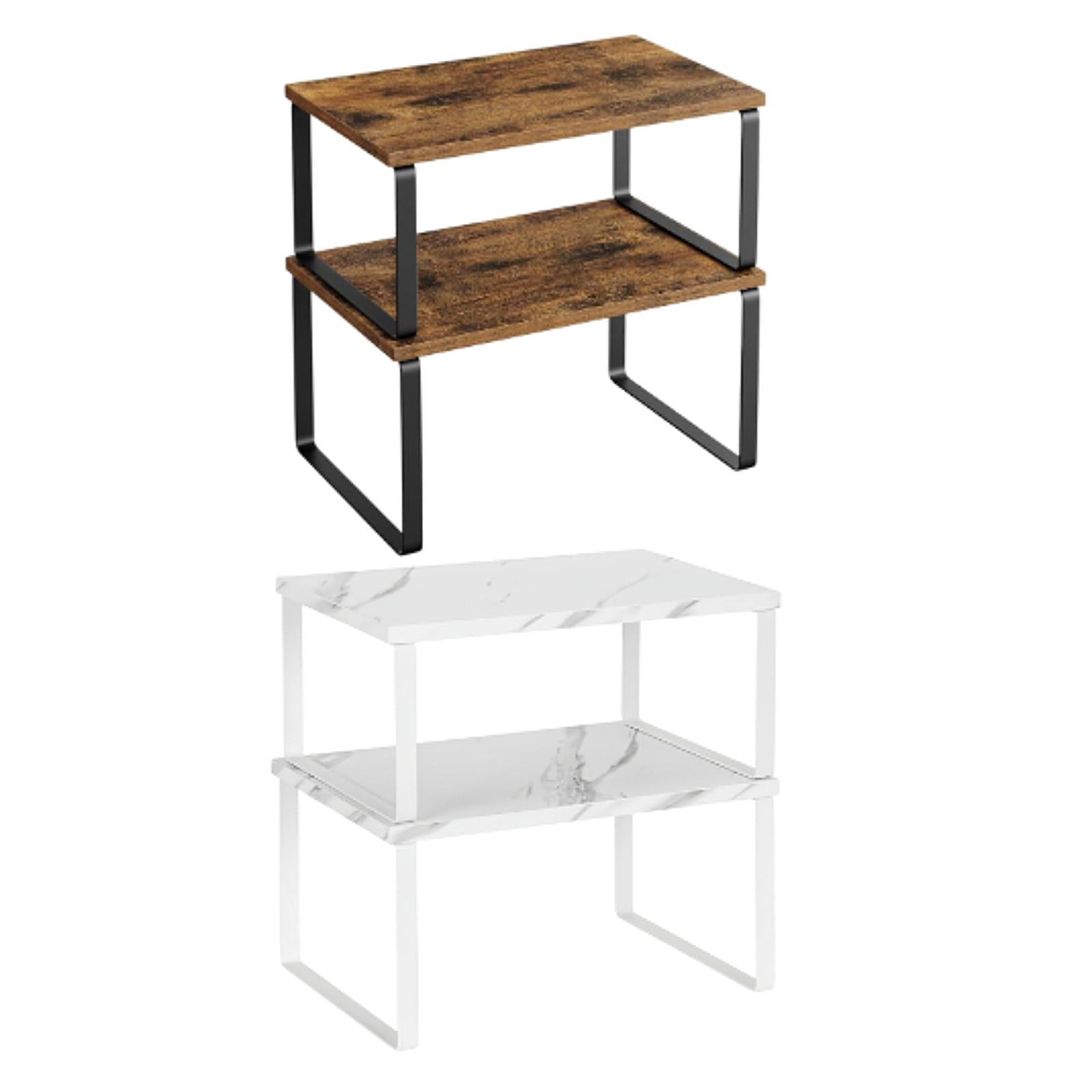2Pcs Cabinet Organizer Shelves Kitchen Counter Organizers Pantry Spice Racks Black Brown