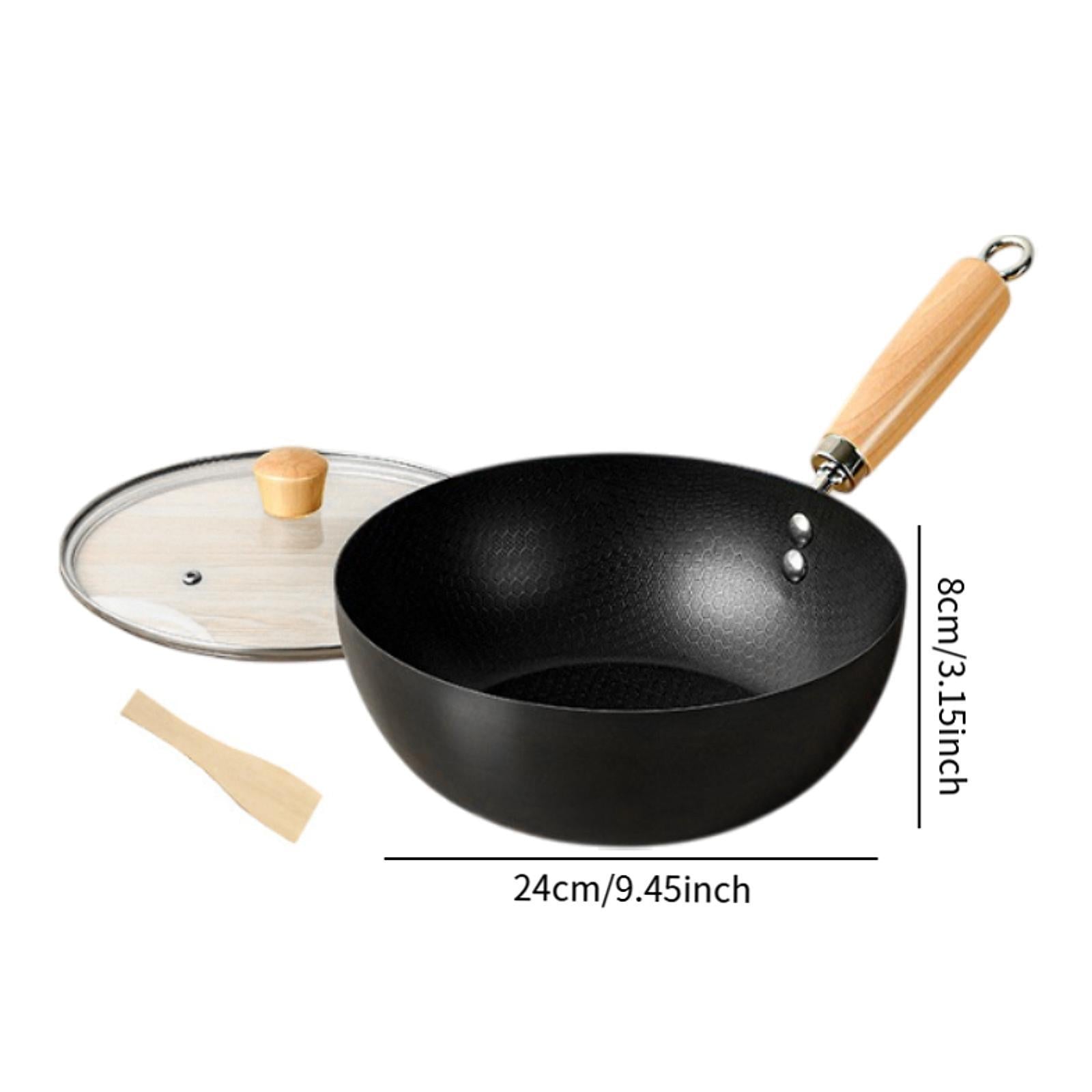 Iron Wok Pan Household Home No Coating Induction Cooker Cooking Pot Nonstick 24cm