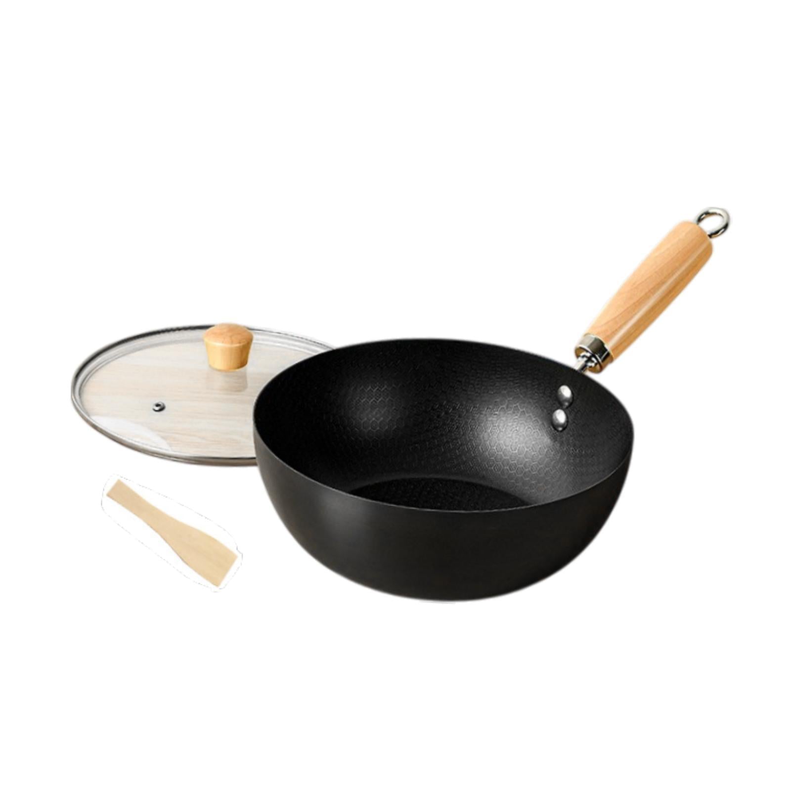 Iron Wok Pan Household Home No Coating Induction Cooker Cooking Pot Nonstick 24cm