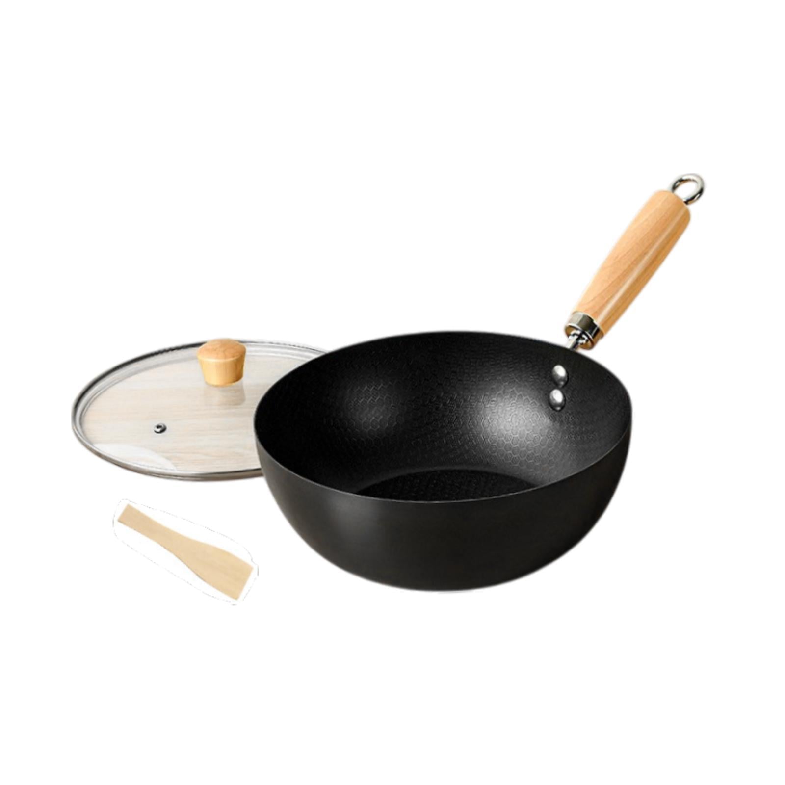 Iron Wok Pan Household Home No Coating Induction Cooker Cooking Pot Nonstick 24cm