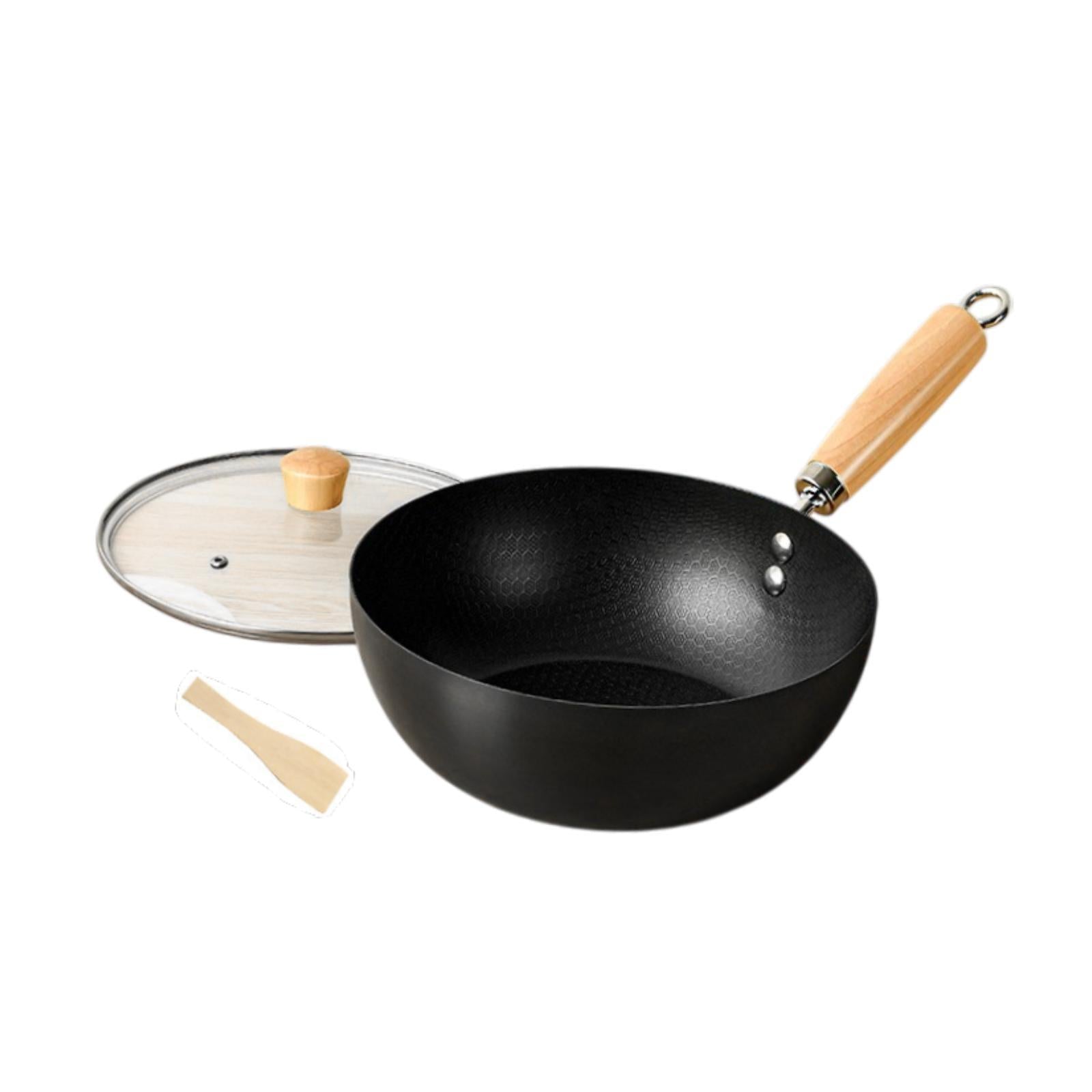 Iron Wok Pan Household Home No Coating Induction Cooker Cooking Pot Nonstick 28cm