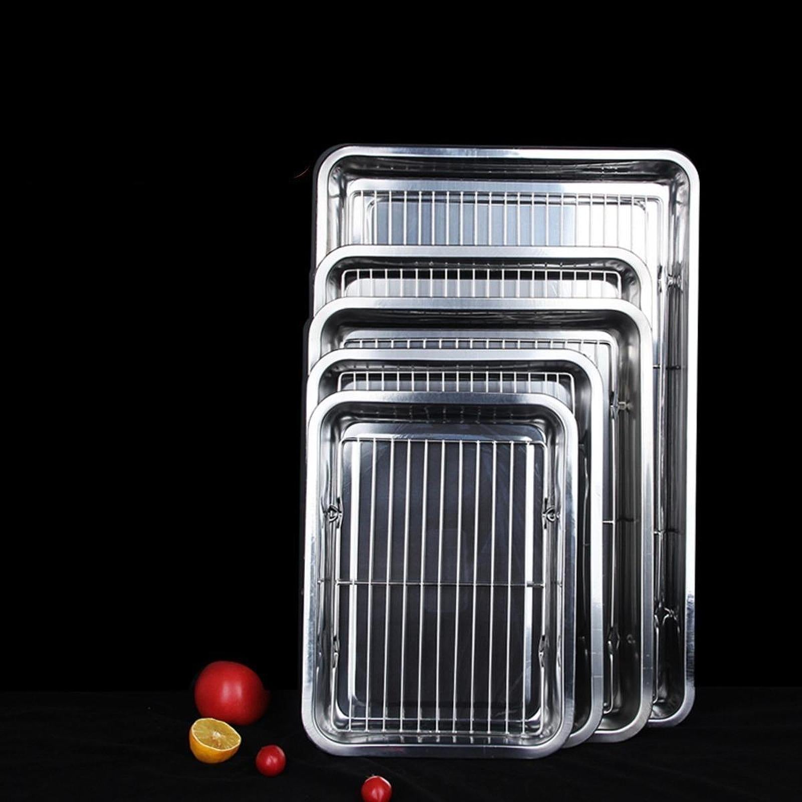 Cookie Pan Tray BBQ Easy Clean Family Gatherings Cake Baking Sheet with Rack 36cmx27cmx4.8cm