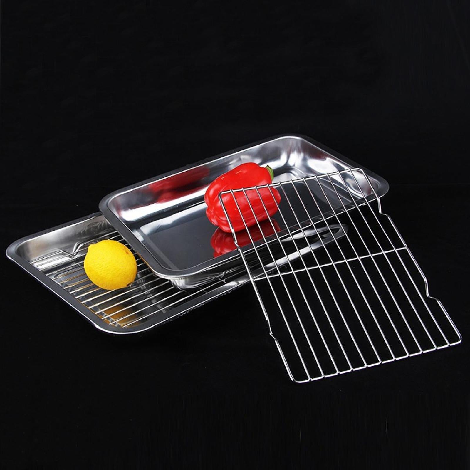 Cookie Pan Tray BBQ Easy Clean Family Gatherings Cake Baking Sheet with Rack 36cmx27cmx4.8cm