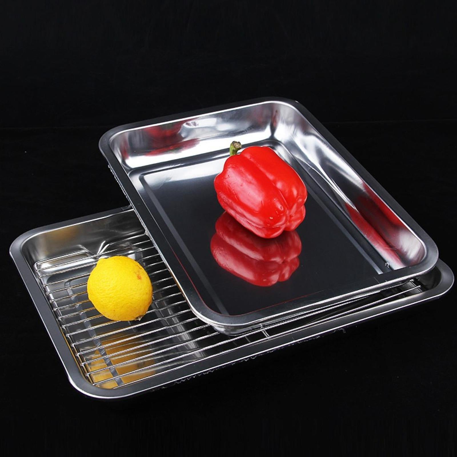 Cookie Pan Tray BBQ Easy Clean Family Gatherings Cake Baking Sheet with Rack 36cmx27cmx4.8cm