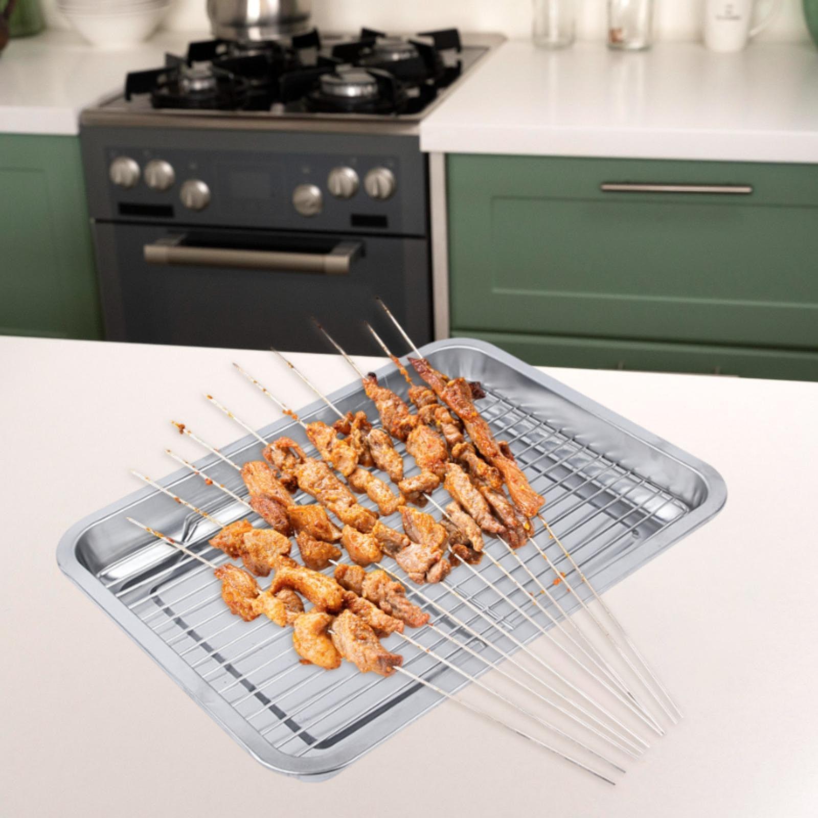 Cookie Pan Tray BBQ Easy Clean Family Gatherings Cake Baking Sheet with Rack 45cmx35cmx4.8cm