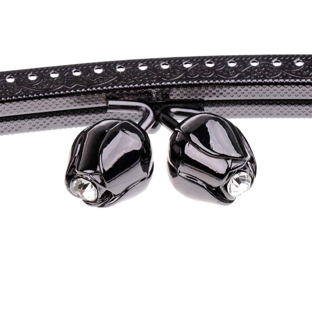 Metal Purse Bag Frame Kiss Clasp Lock with Handle DIY Crafts 20cm Black