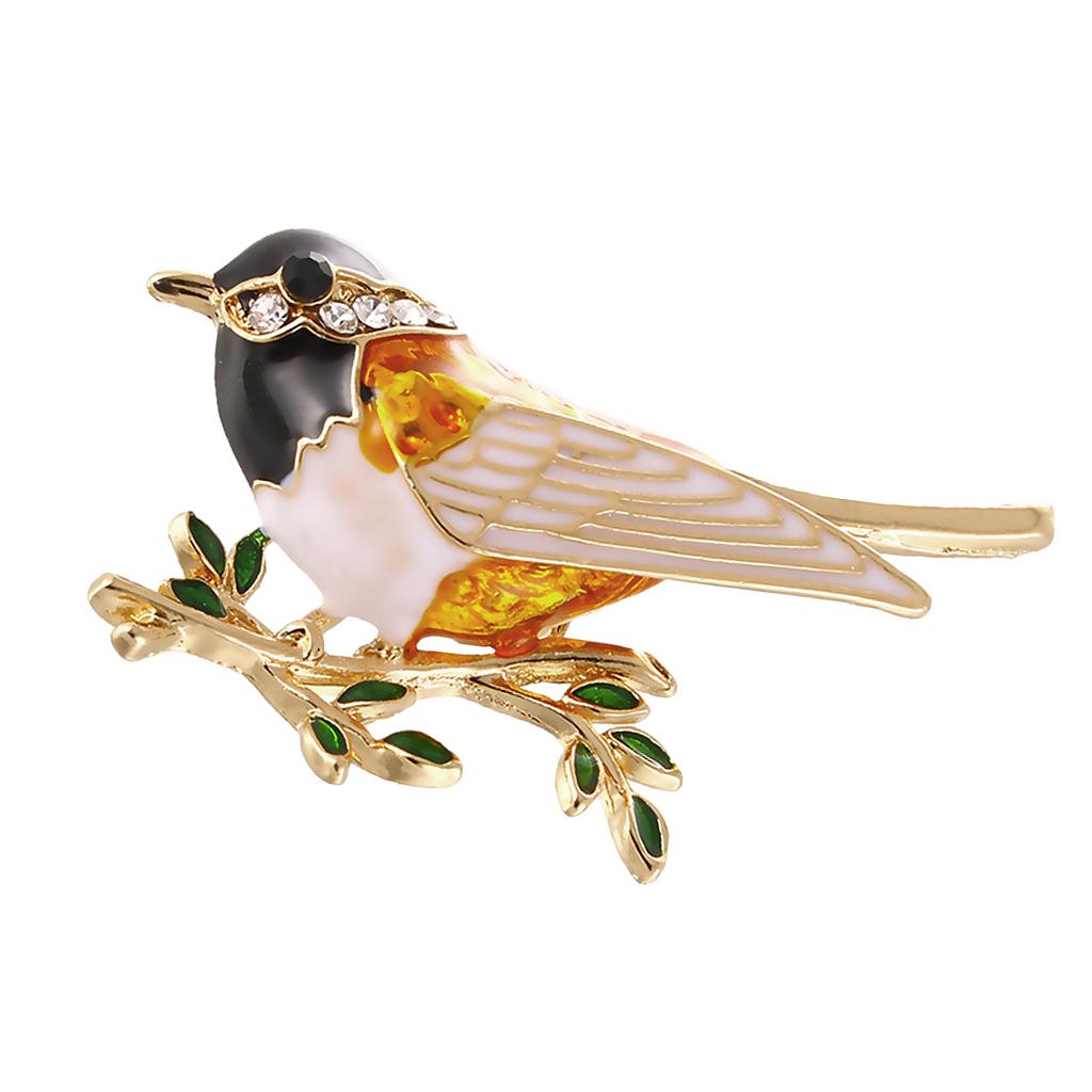 Fashion Women Alloy Enamel Bird Animal Brooch Pin Jewelry Gift Black White