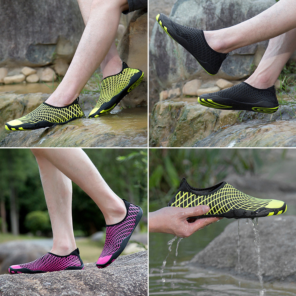 Unisex Women Men Slip on Quick-dry Water Shoes Beach Swim Shoes EU 41 Yellow