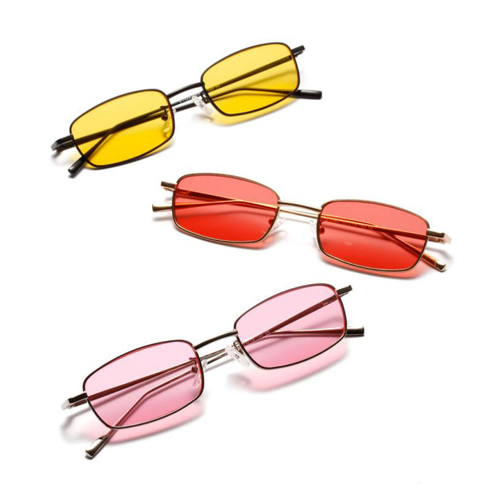 Unisex Fashion Colorful Metal rectangle Sunglasses Eyewear yellow