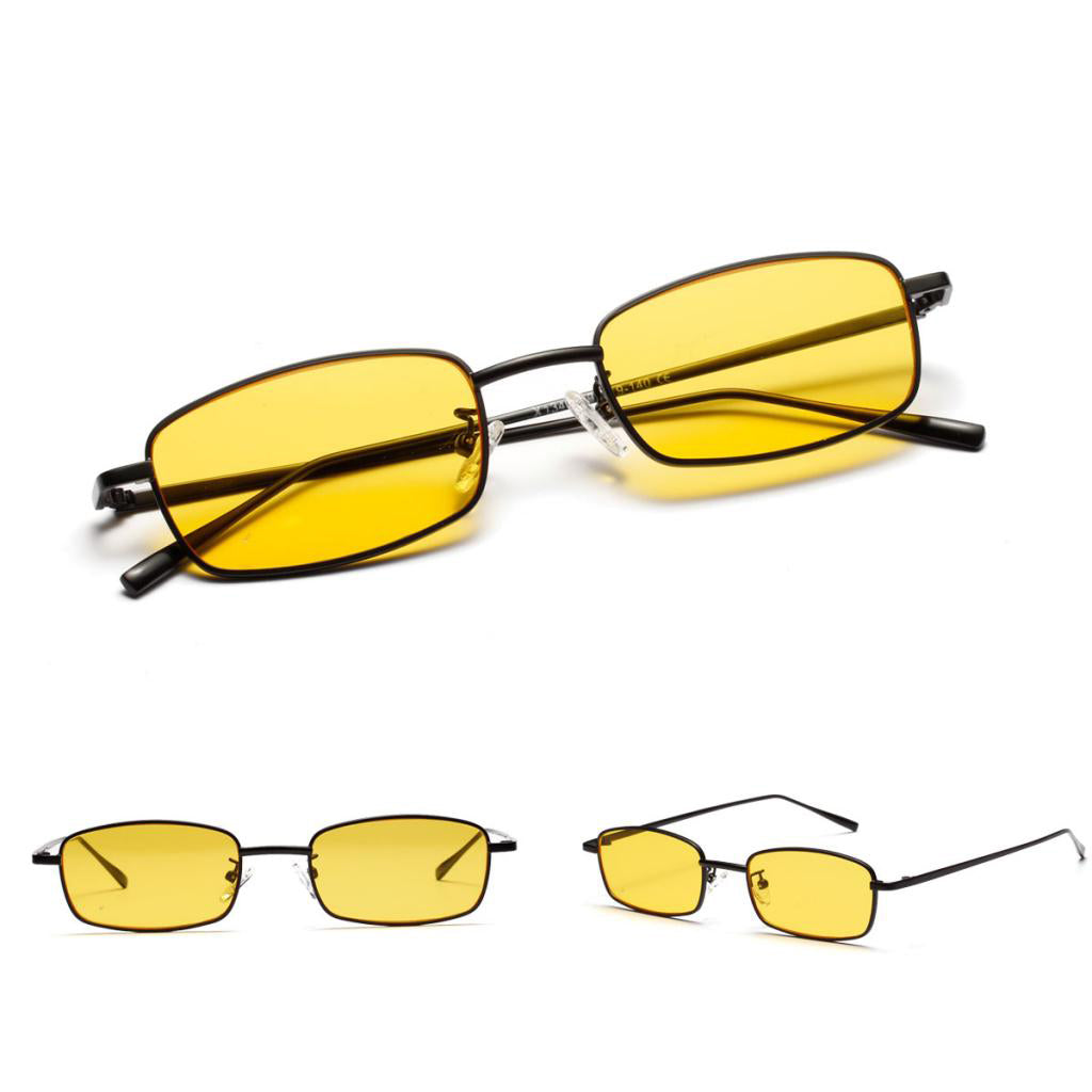 Unisex Fashion Colorful Metal rectangle Sunglasses Eyewear yellow