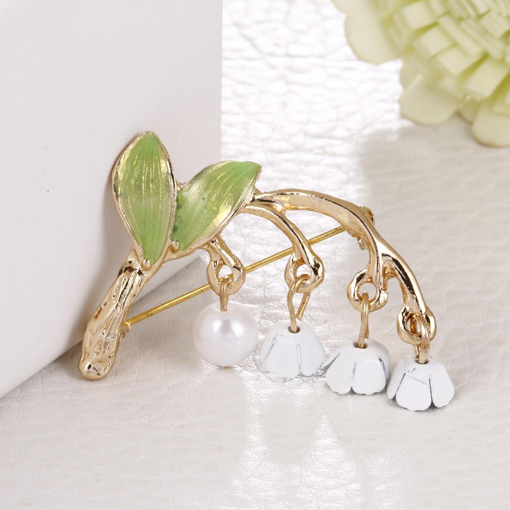 Convallaria Majalis Brooch Pin Badge Bridal Wedding Jewelry Scarf Clips