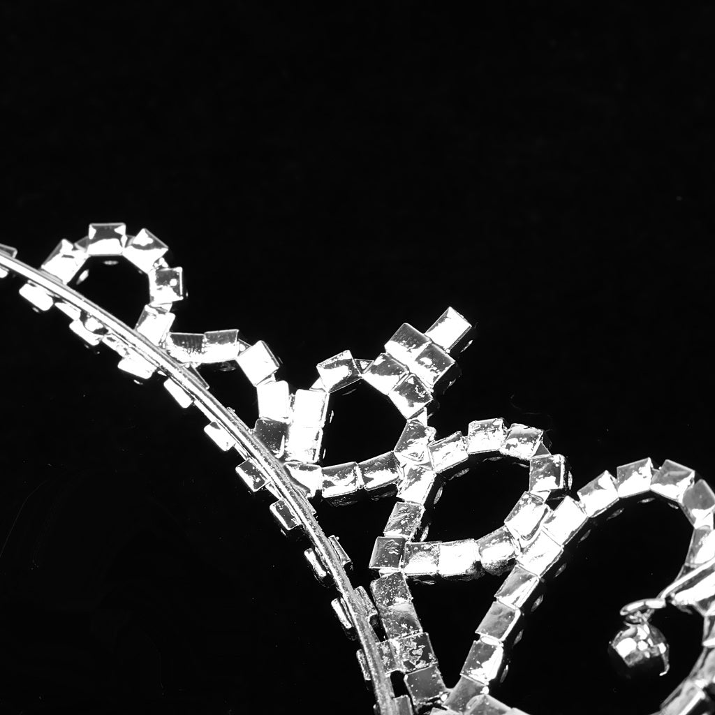Kids Girls Crystal Wedding Headband Crown Tiara Heart-Shape Silver Hair Band