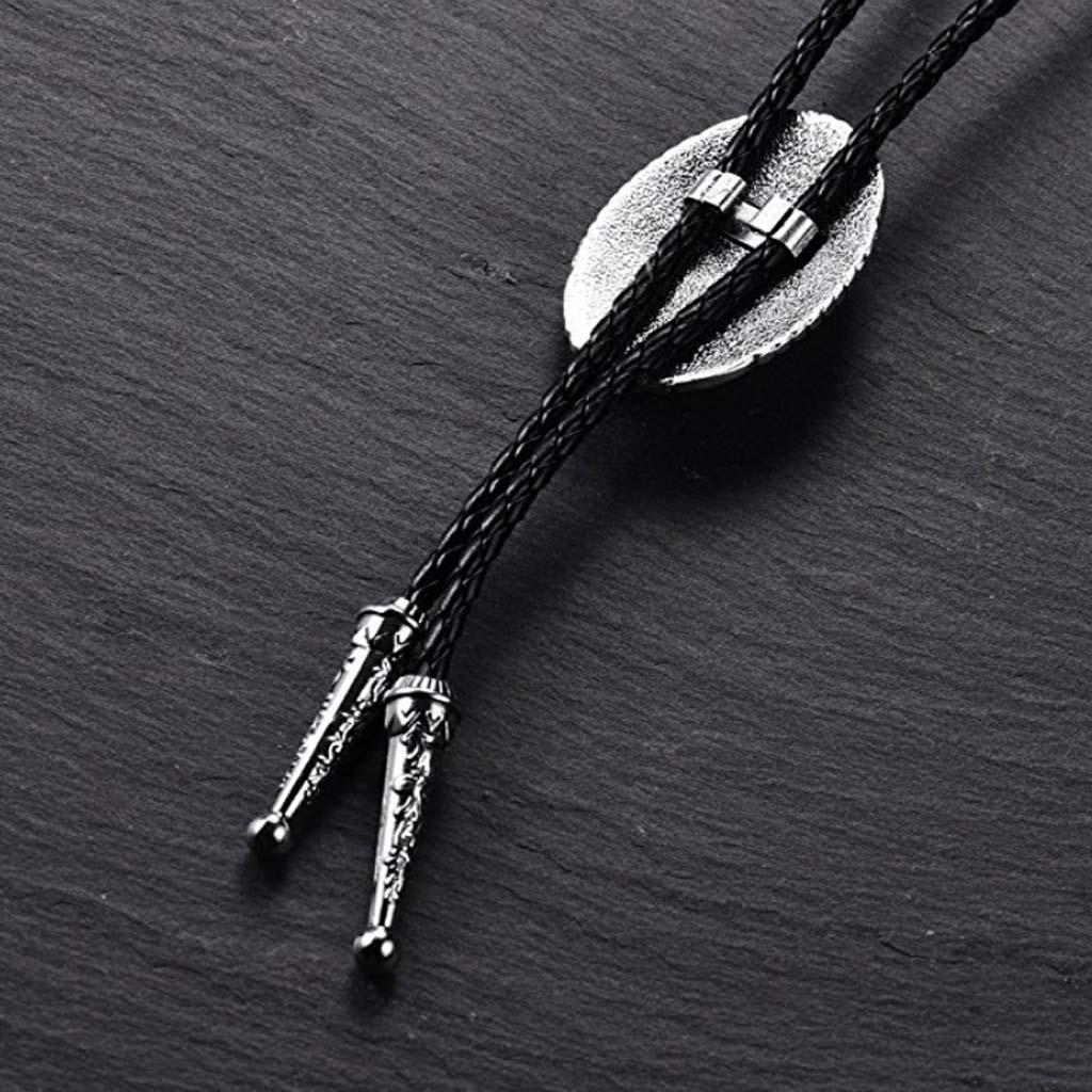 Retro Celtic Pattern Western Cowboy Rodeo Bolo Tie Leather Necktie Necklace