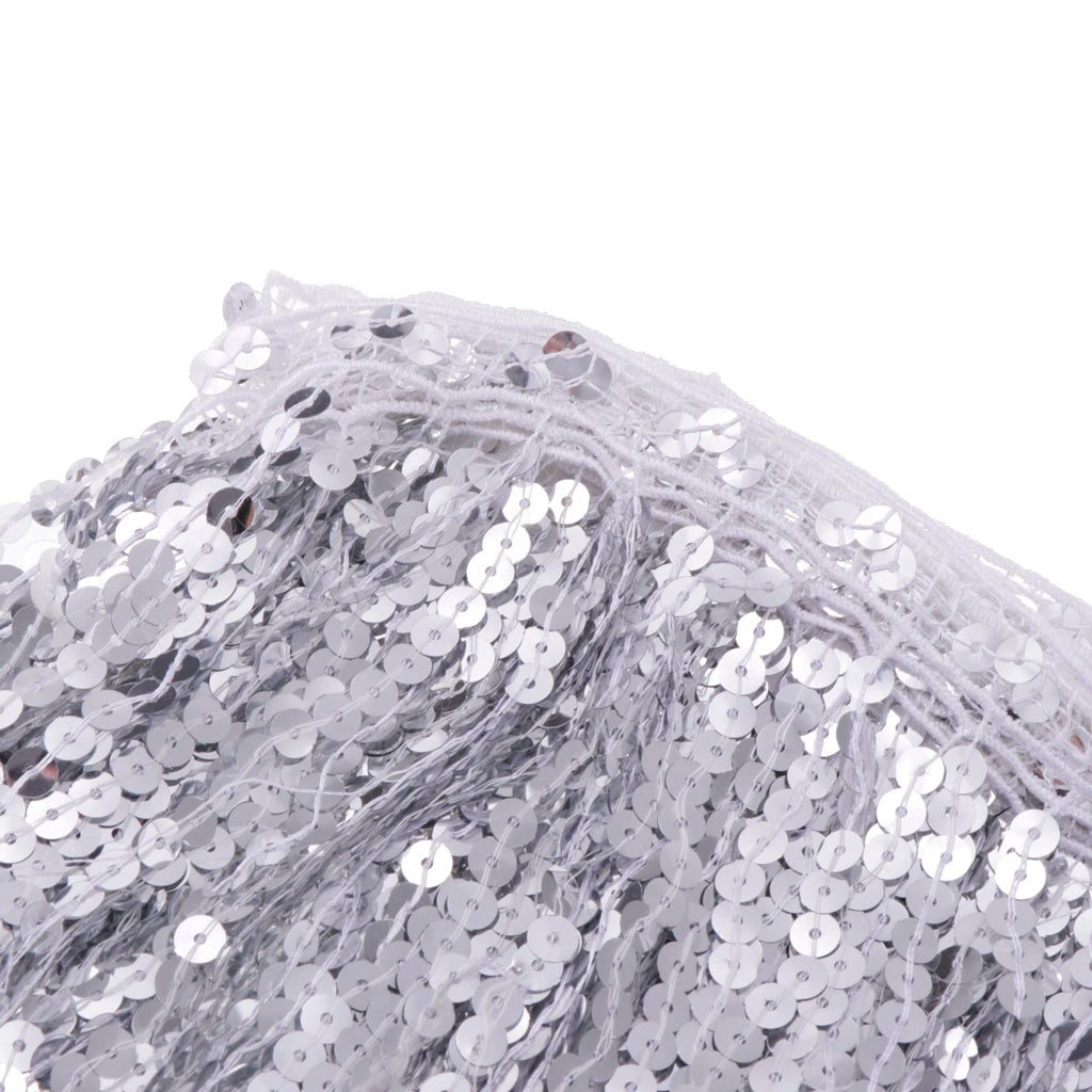 5.9m Sequin Tassel Trim Luxury Fringe Dancing Dress Sewing Material Fabric width 30cm Silver