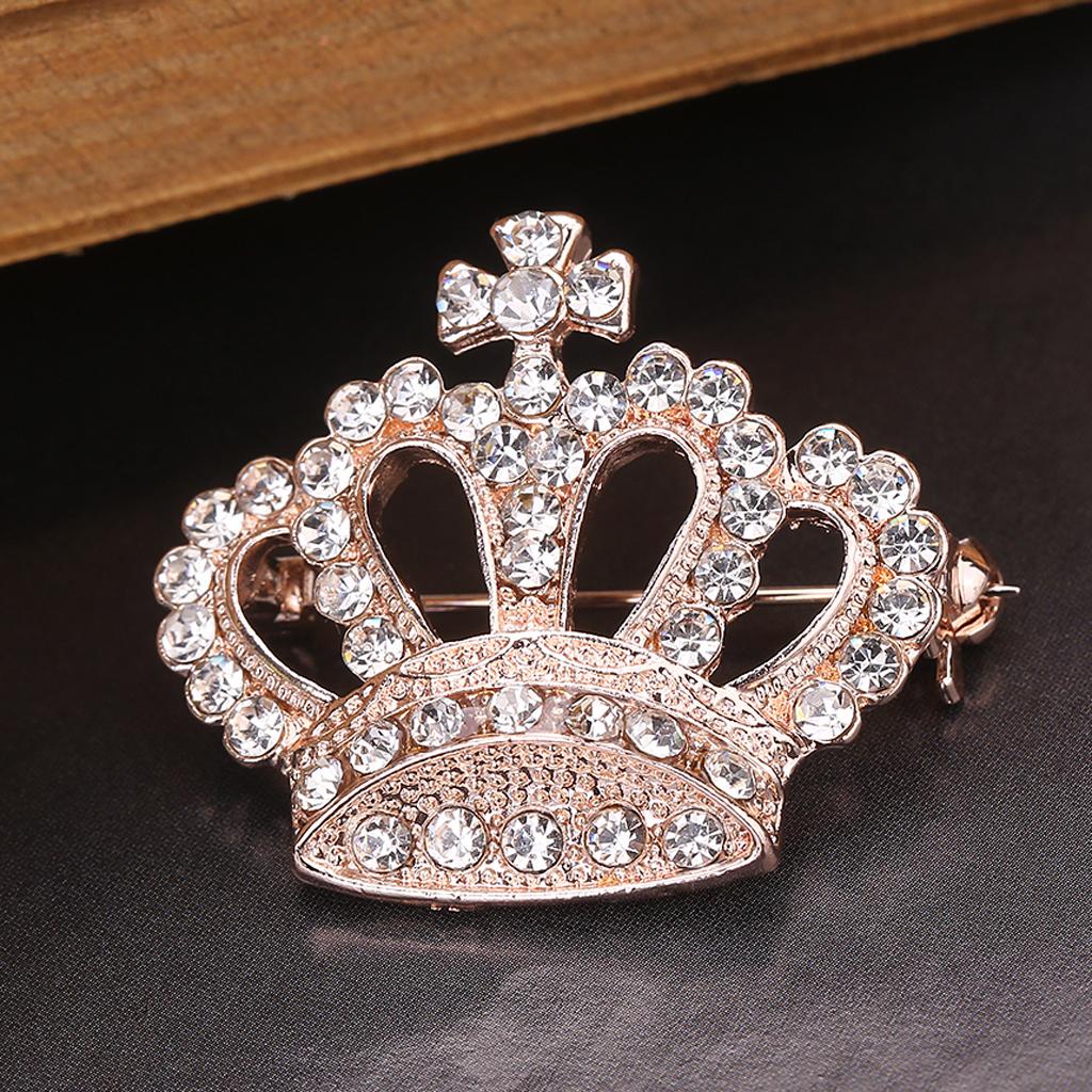 Women Crystal Brooch Pin Rhinestone Bridal Corsage Clip Buckle Gift Crown