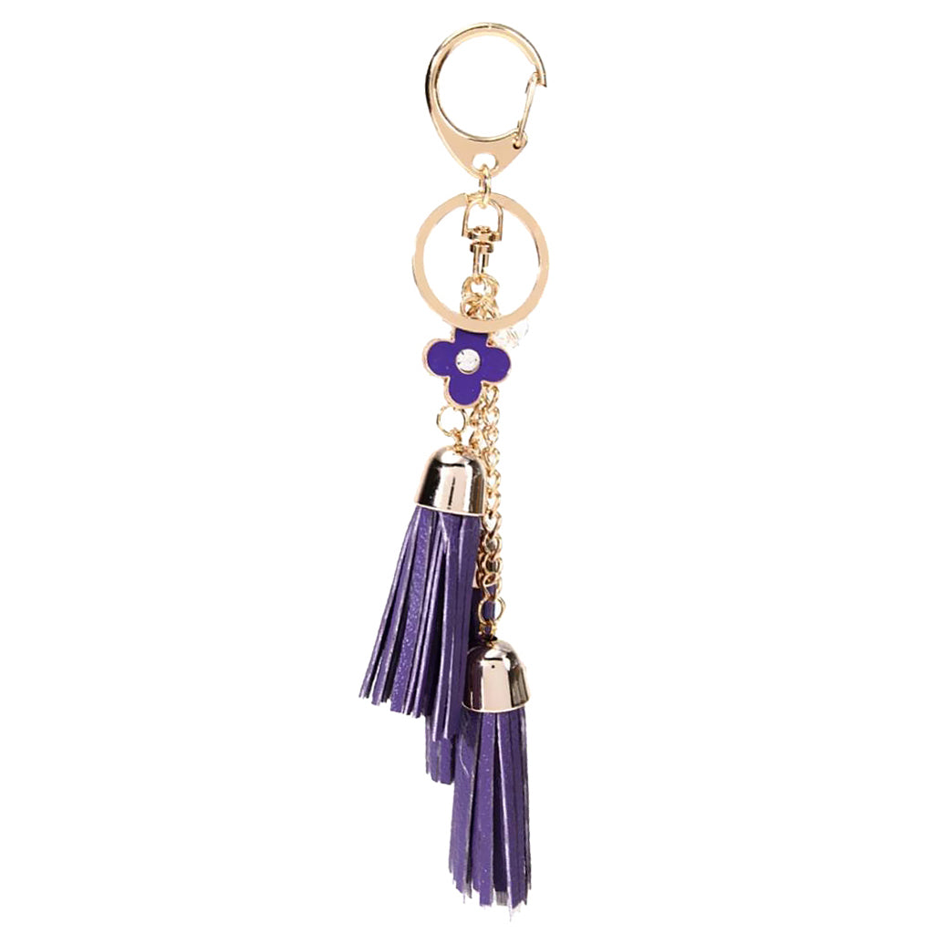Women Girls Kids Tassel Key Chain Car Key Ring Accessory Bag Decor Pendant Purple