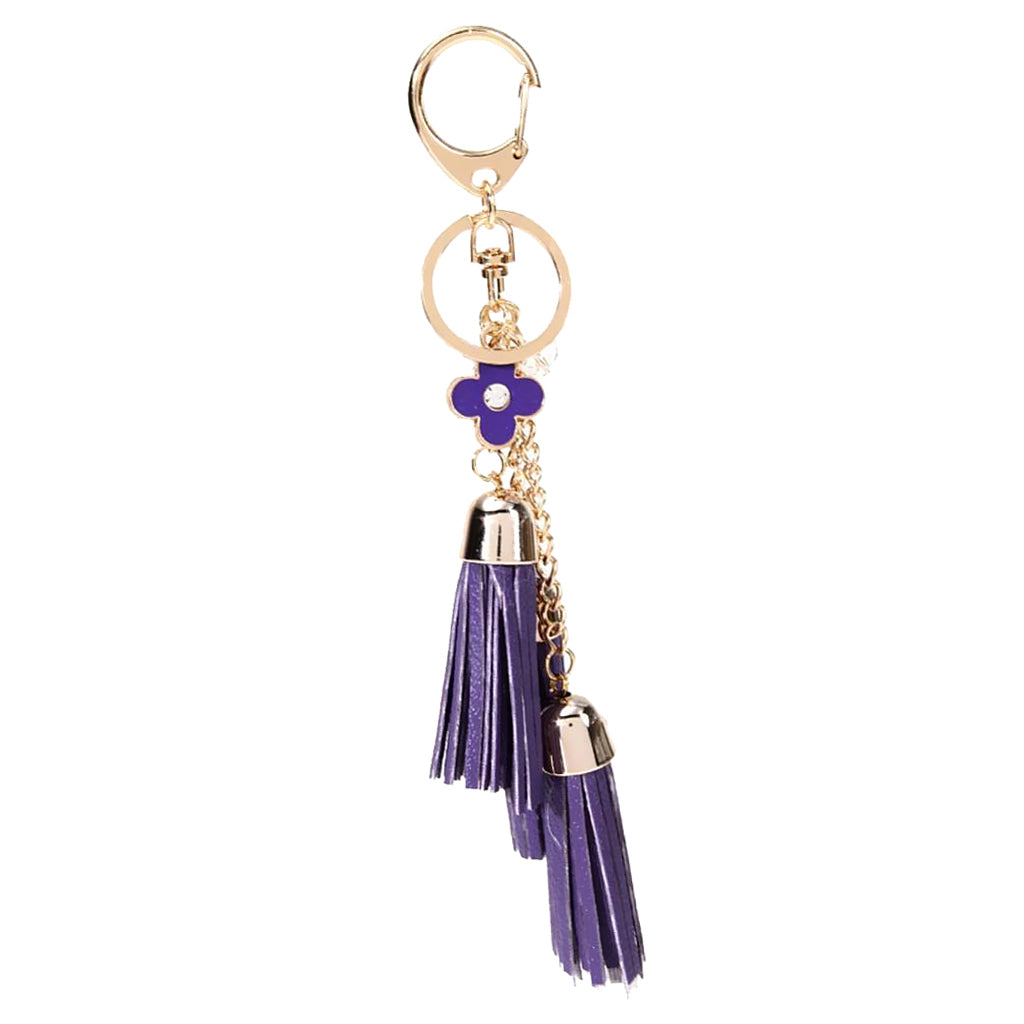 Women Girls Kids Tassel Key Chain Car Key Ring Accessory Bag Decor Pendant Purple