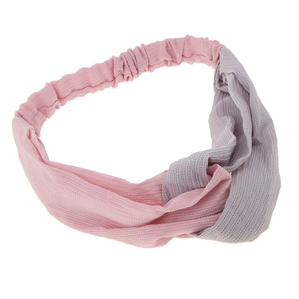 Women's Stretchy Headbands Twist Knot Wraps Turban Headwear Pink-Grey