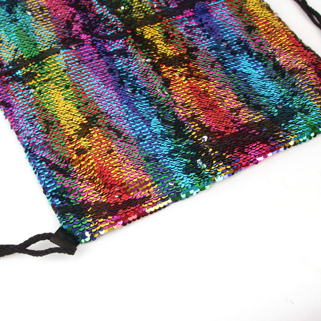Sequin Drawstring Bag Reversible Sequin Backpack Glittering Shoulder Bag Colorful