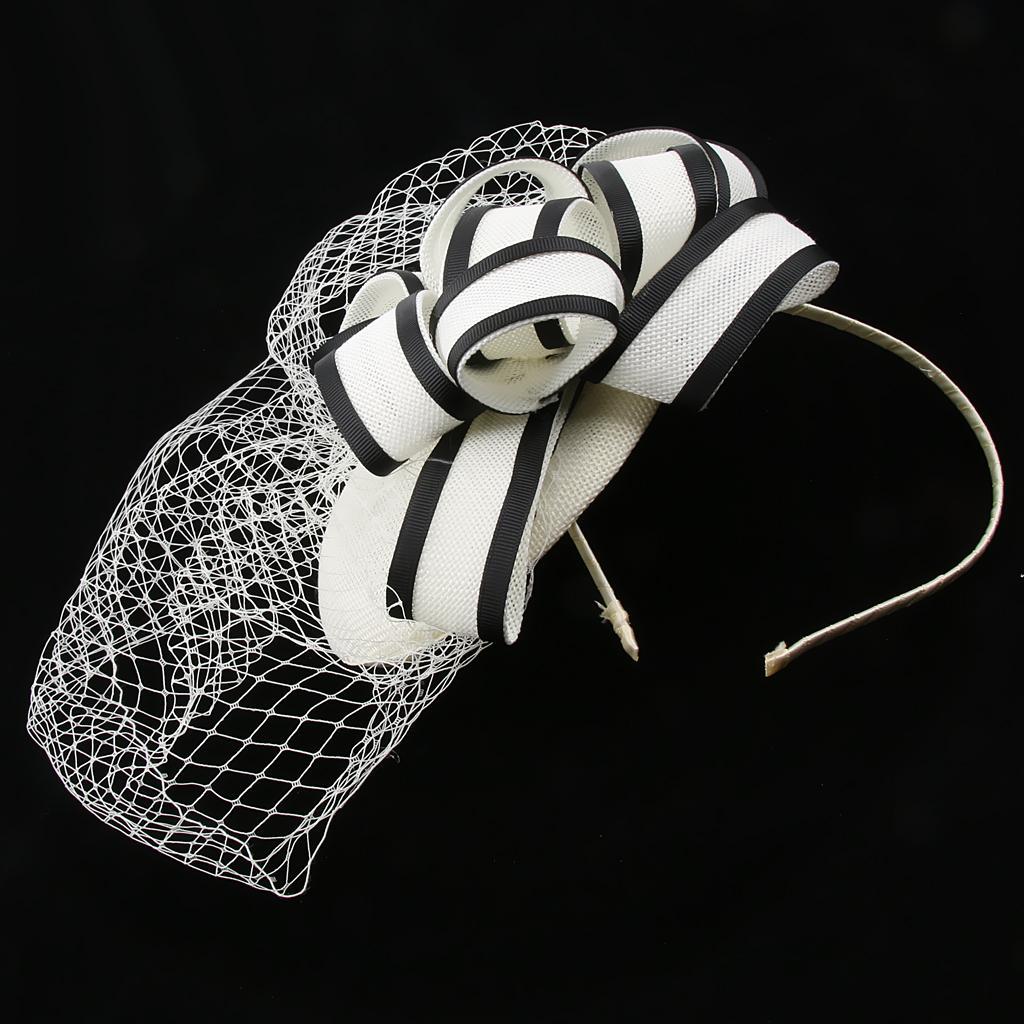 Womens Wedding Bridal Veil Fascinator Hats Headpieces Hair Clip Headband White