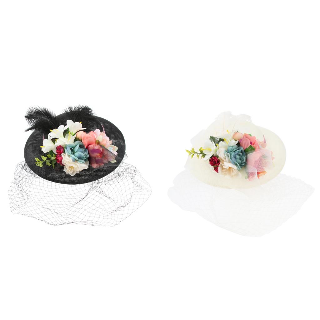 Womens Wedding Bridal 1920s Veil Fascinator Hats Headpieces Hair Clip Black
