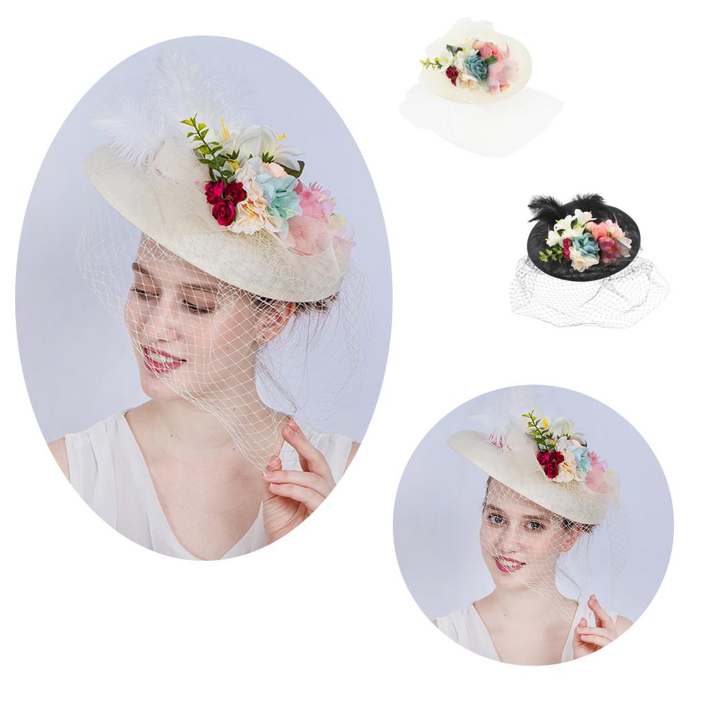 Womens Wedding Bridal 1920s Veil Fascinator Hats Headpieces Hair Clip Black