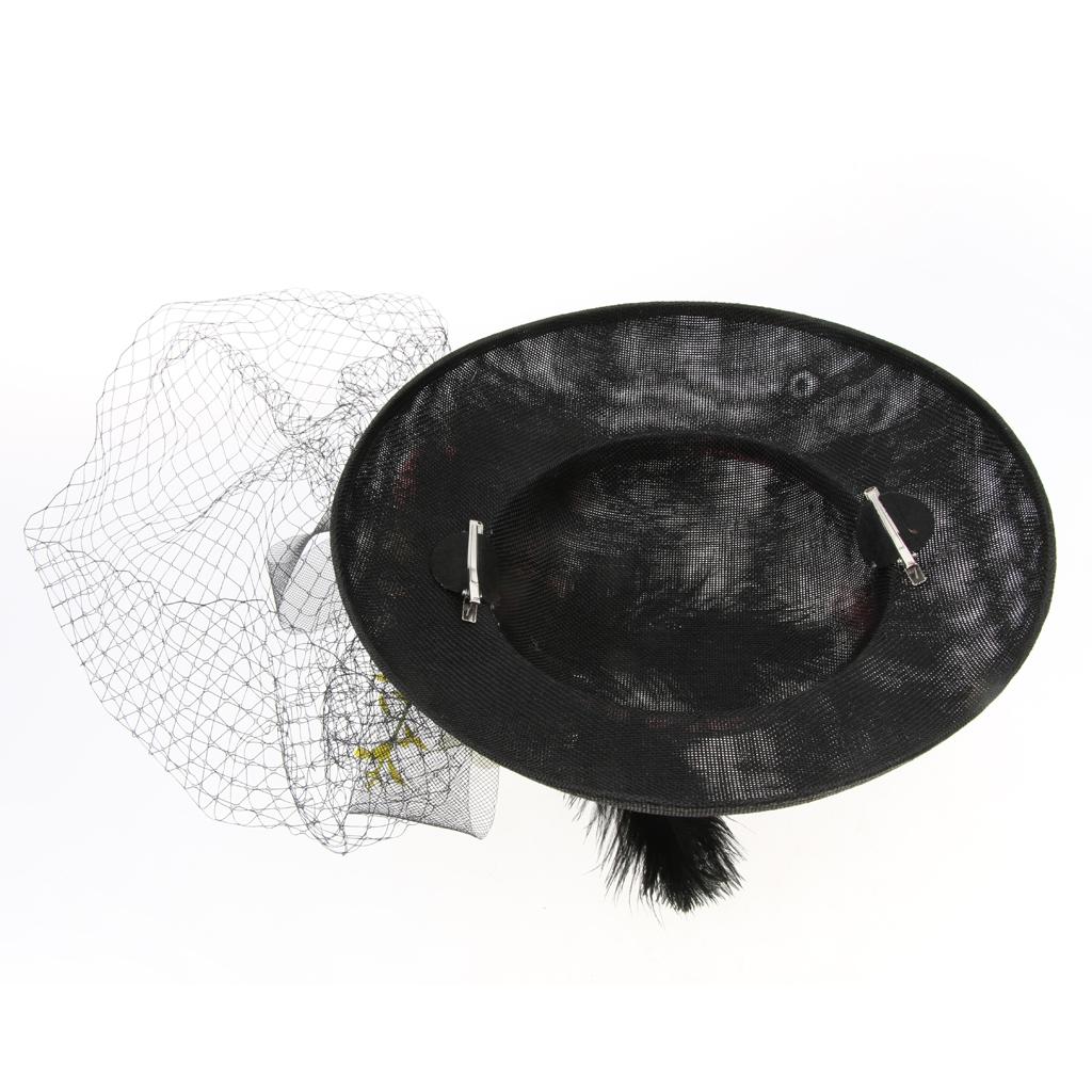 Womens Wedding Bridal 1920s Veil Fascinator Hats Headpieces Hair Clip Black