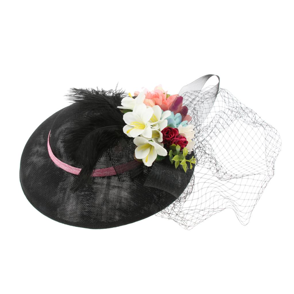 Womens Wedding Bridal 1920s Veil Fascinator Hats Headpieces Hair Clip Black