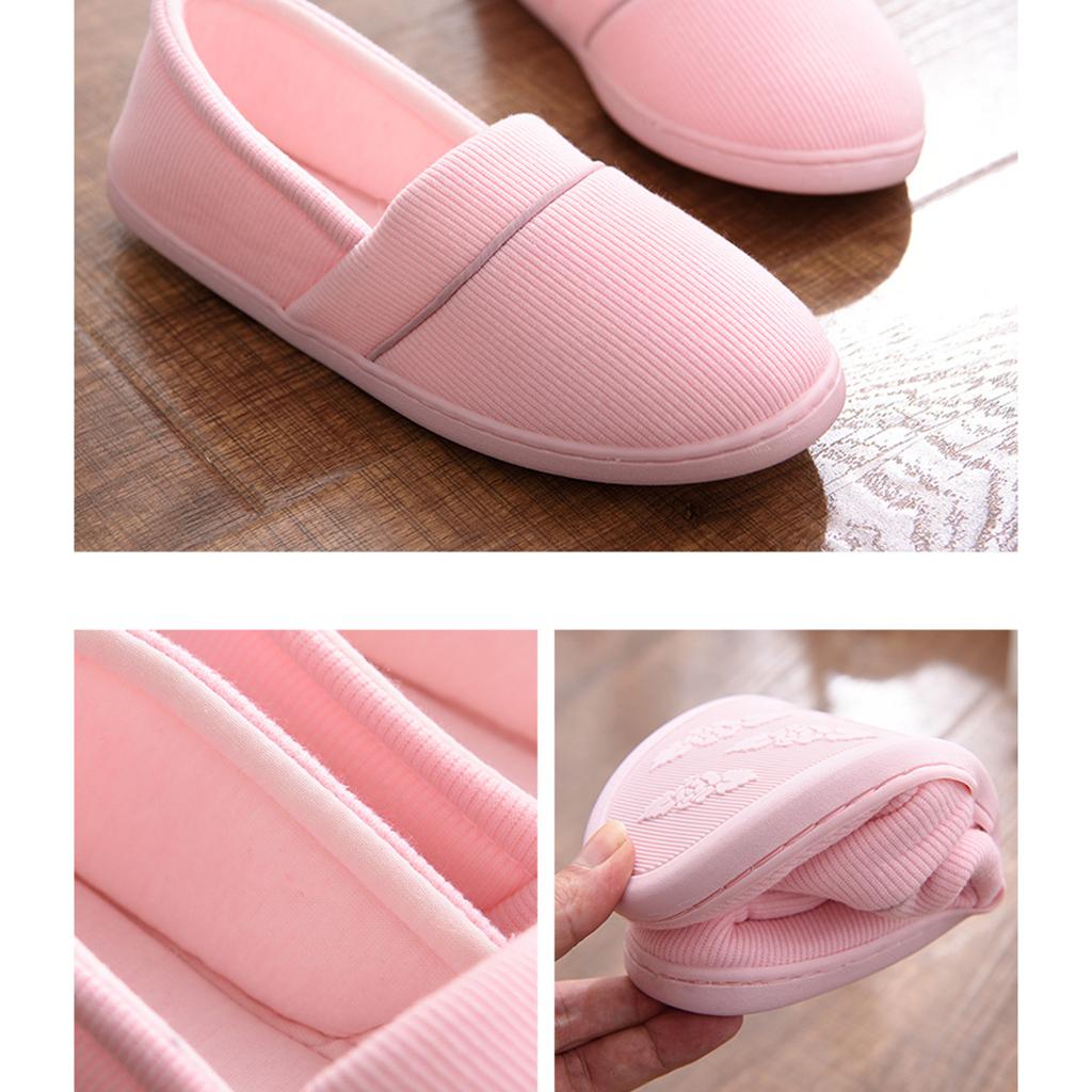 Women Cotton Knit Anti-Slip House Slipper Washable Home Shoes 37-38 Gray
