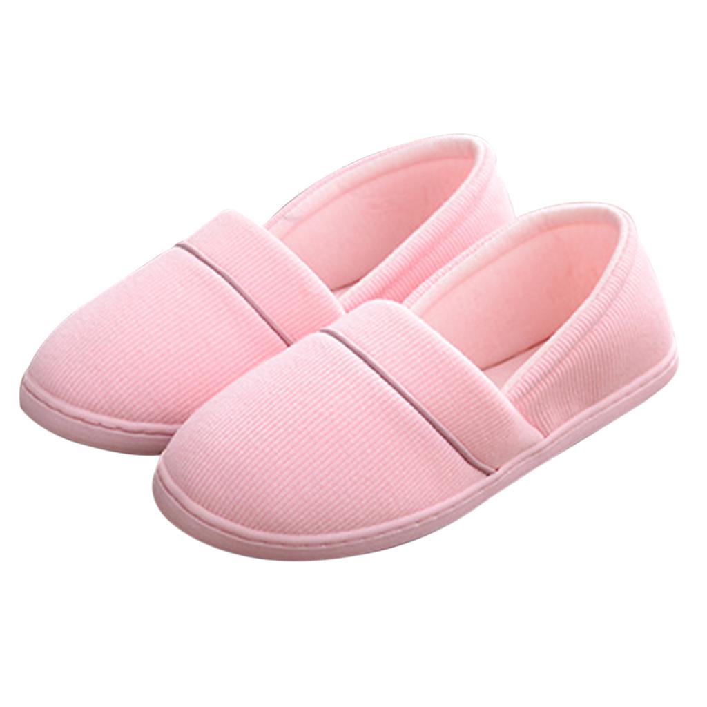 Women Cotton Knit Anti-Slip House Slipper Washable Home Shoes 37-38 Gray