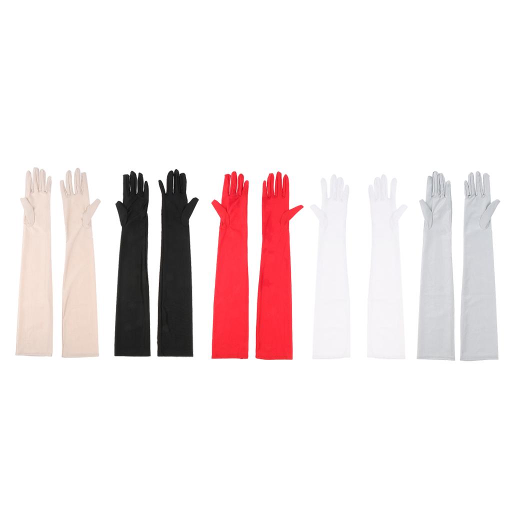 Women's Long 1920s Opera Gloves Evening Wedding Sun Block Elbow Gloves Black