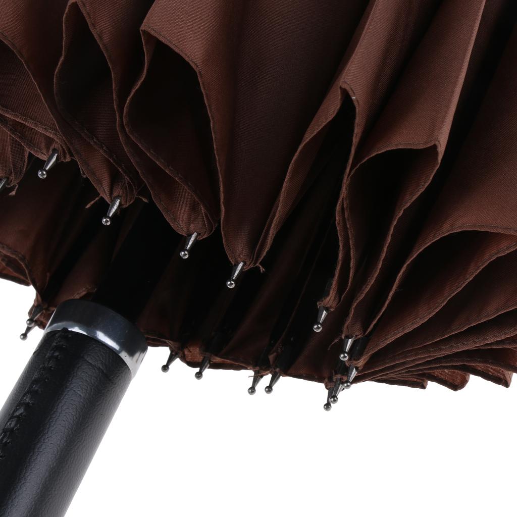 Women Mens Extra Large Manual Business Golf Windproof Anti-UV Umbrella Coffee