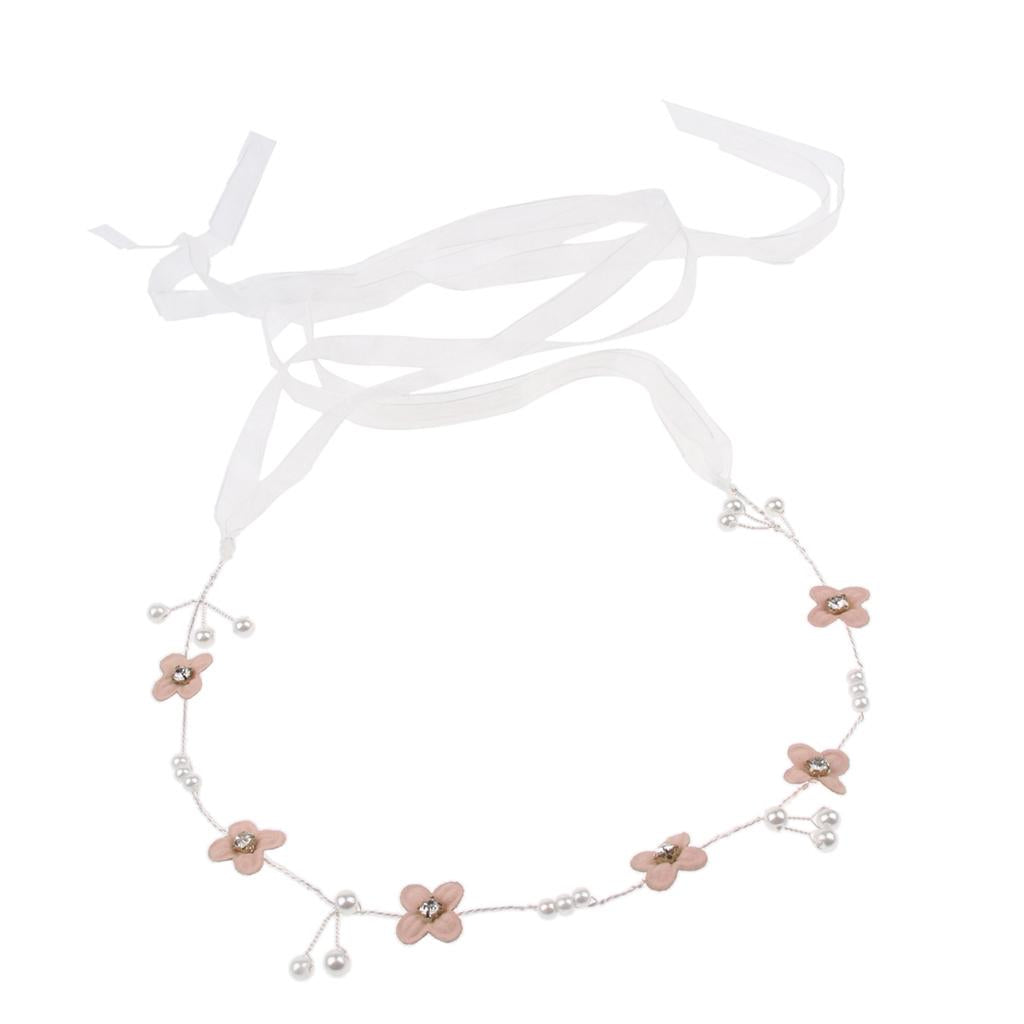 Retro Bridal Hair Band Flower Pearls Wedding Party Goddess Headband Silver