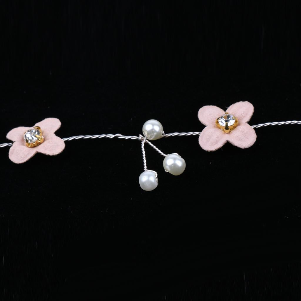 Retro Bridal Hair Band Flower Pearls Wedding Party Goddess Headband Silver