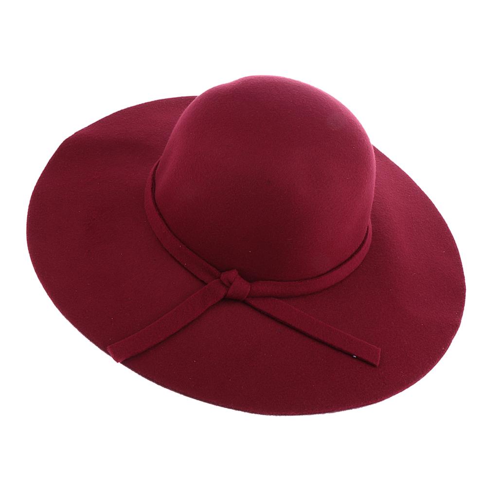 Vintage Wool Felt Fedora Hat Foldable Floppy Wide Brim Hat Women Wine Red