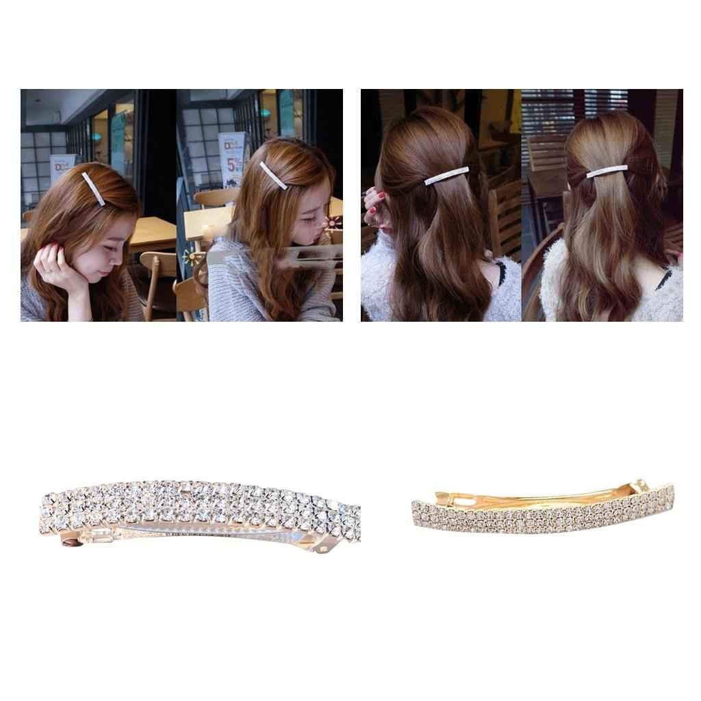 Automatic Rhinestone French Barrette Large Hair Clip Hairpin Hair Accs Gold