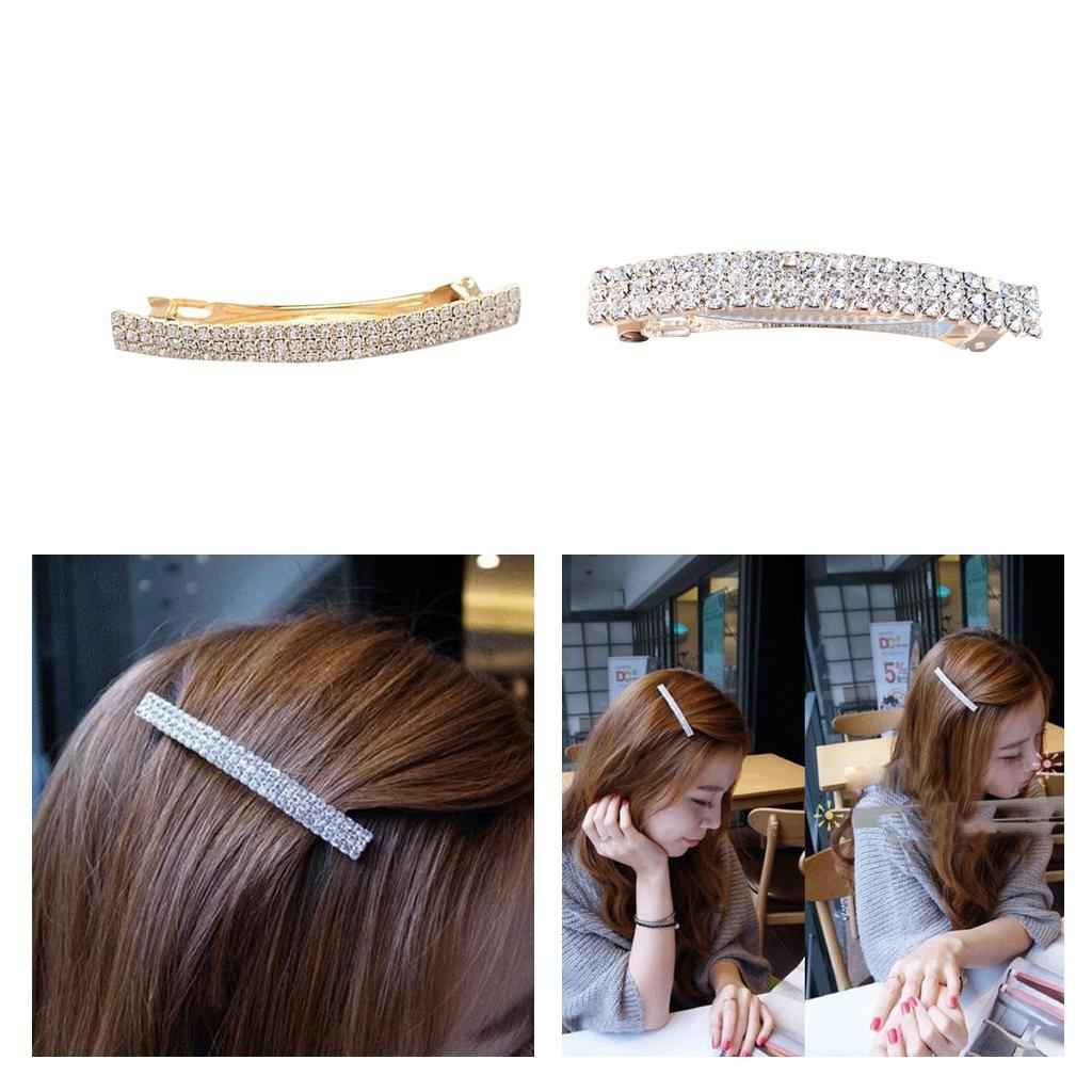 Automatic Rhinestone French Barrette Large Hair Clip Hairpin Hair Accs Gold