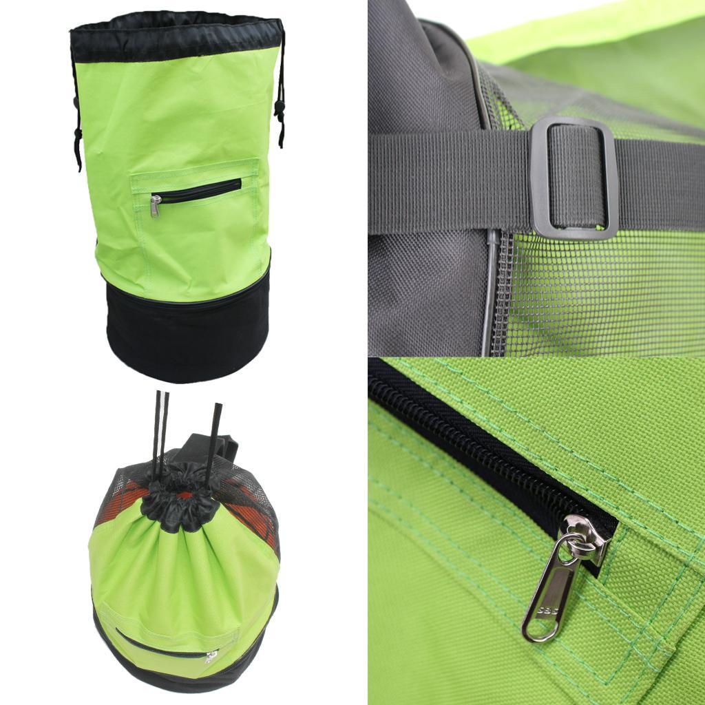Basketball Carry Bag Mesh Sports Equipment Backpack Shoulder Strap Green